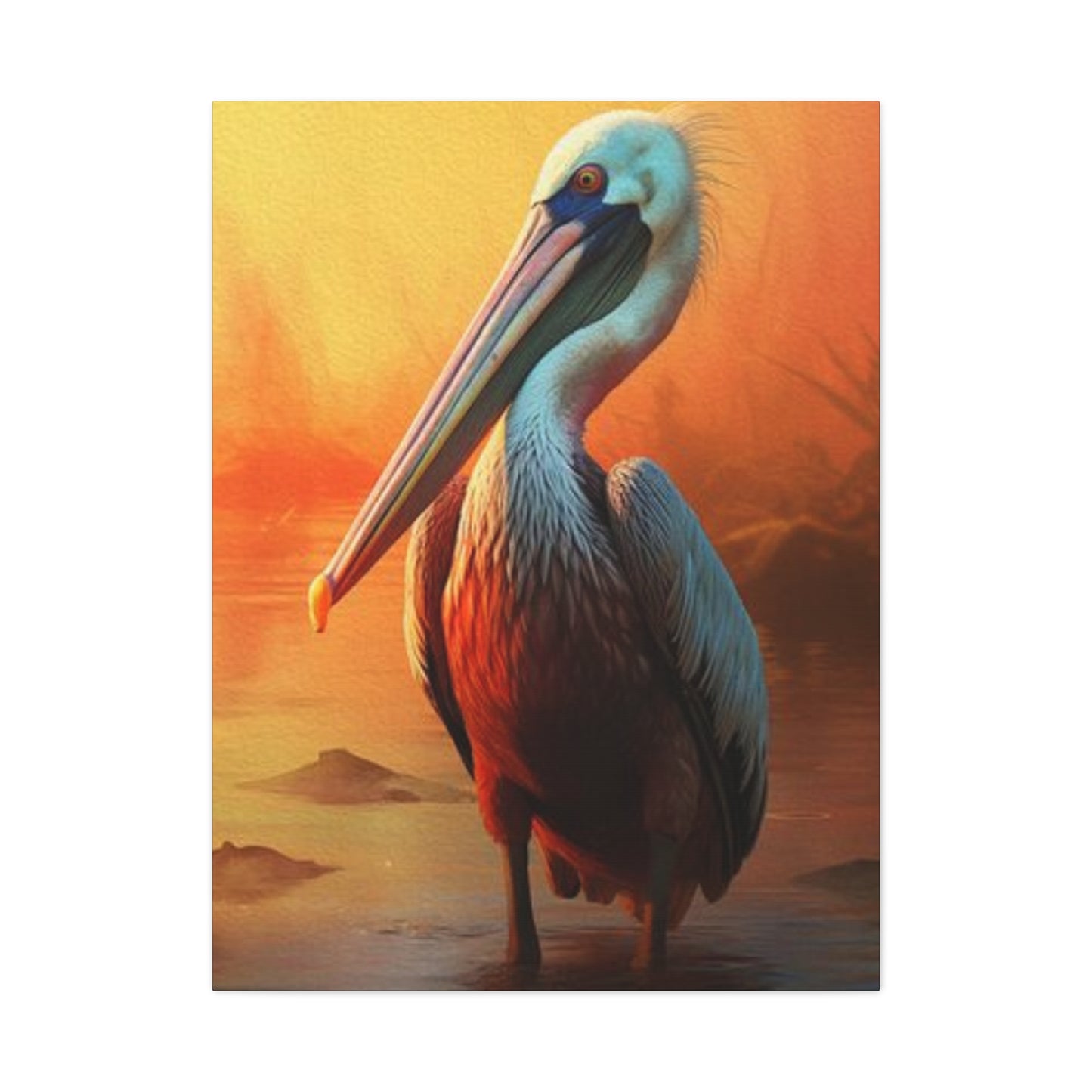 Pelican In Pond Wall Art & Canvas Prints