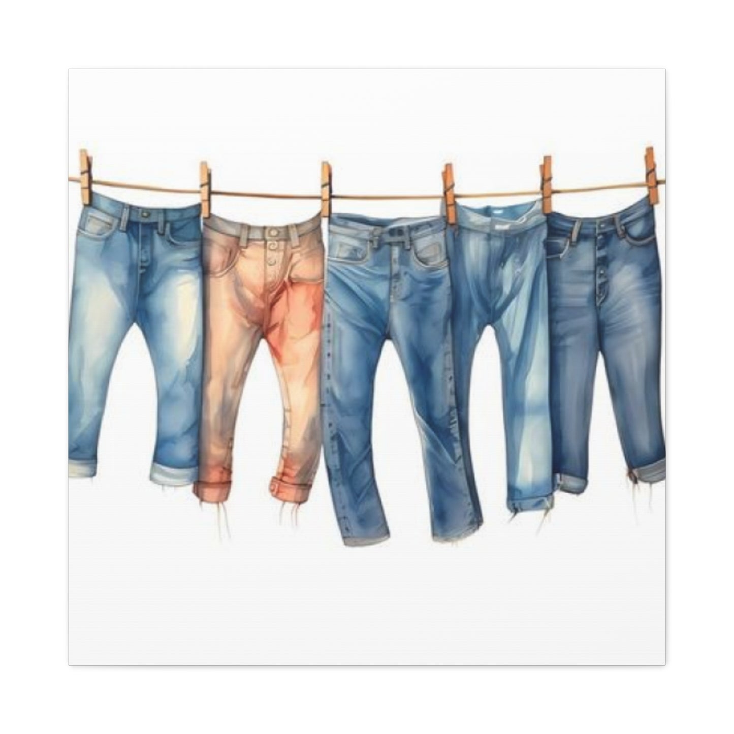 Denim Drying Poster For Laundry Room Wall Art & Canvas Prints