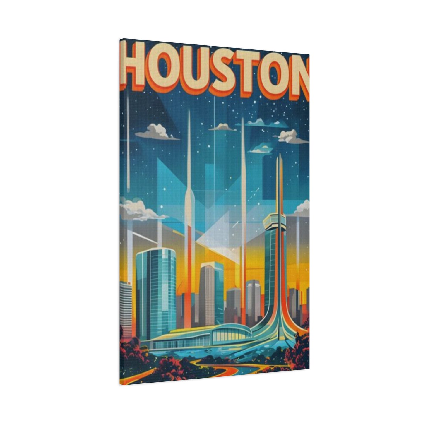 Sci-fi Houston Skyline Painting Wall Art & Canvas Prints