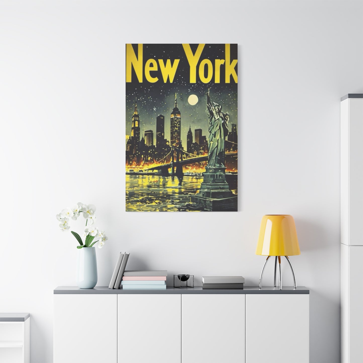 Night Cityscape Skyline Painting NYC Skylines Wall Art & Canvas Prints