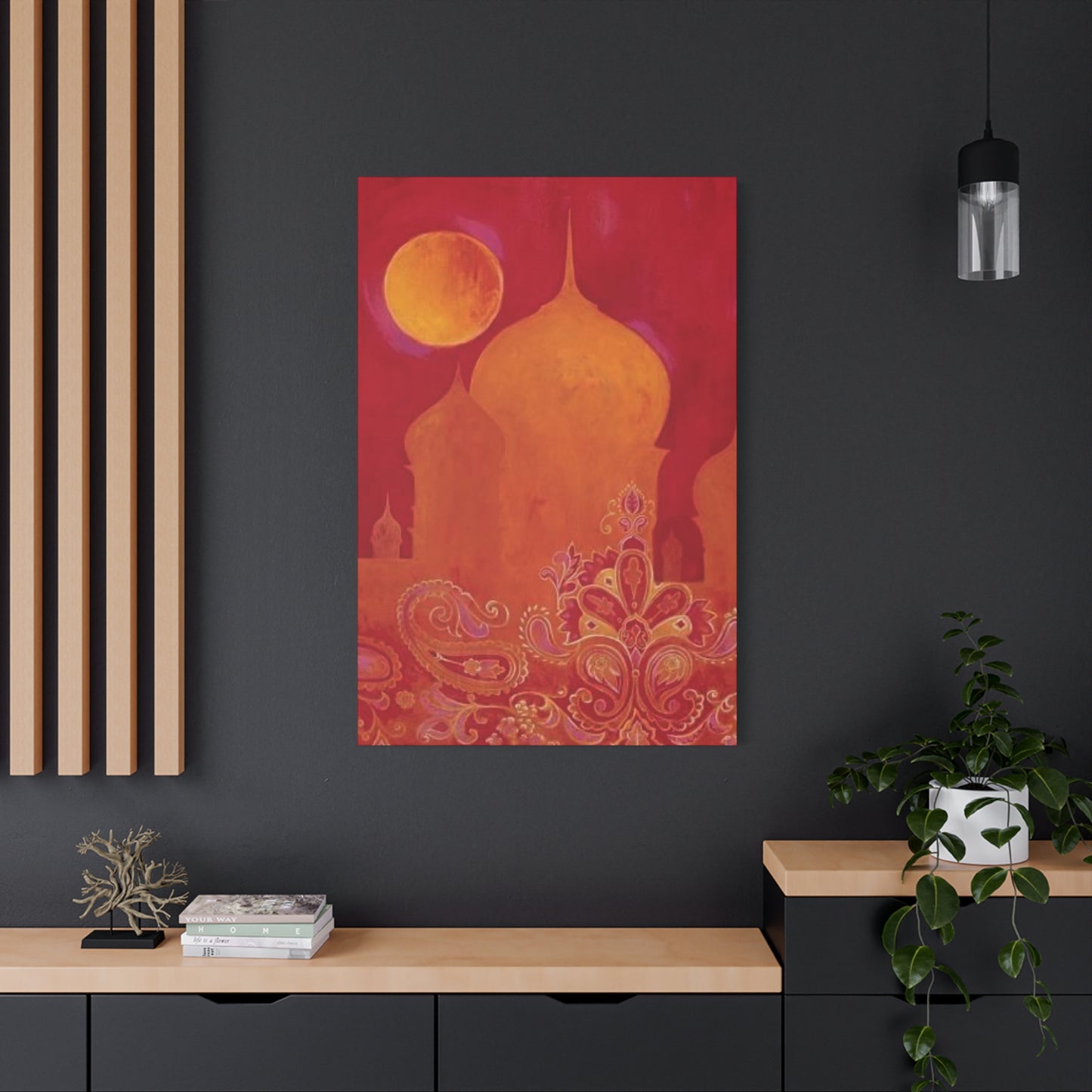 Red Moon Painting Moroccan Wall Art & Canvas Prints