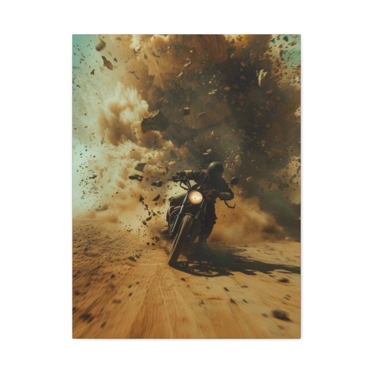 Bike Riding In Desert Motorcycle Wall Art & Canvas Prints