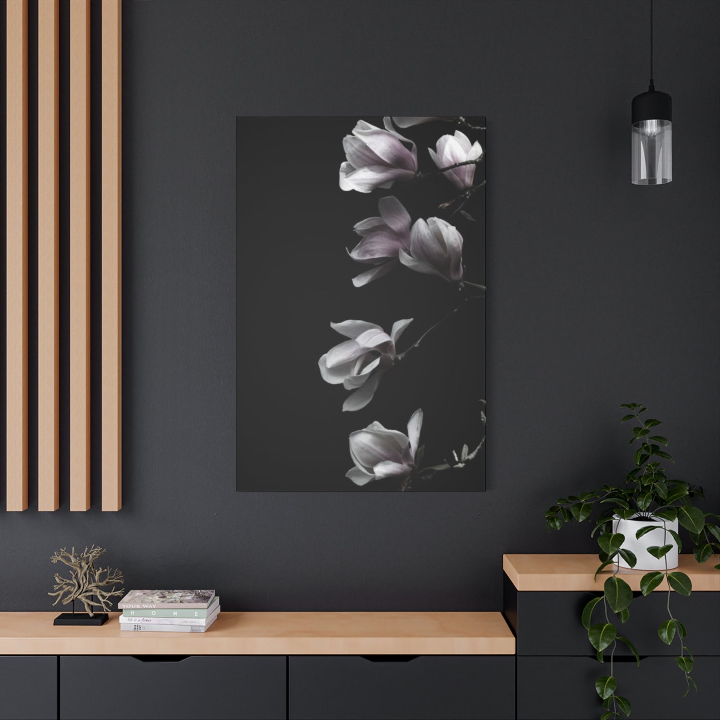 Pink Magnolia Flower with Painting Wall Art & Canvas Prints