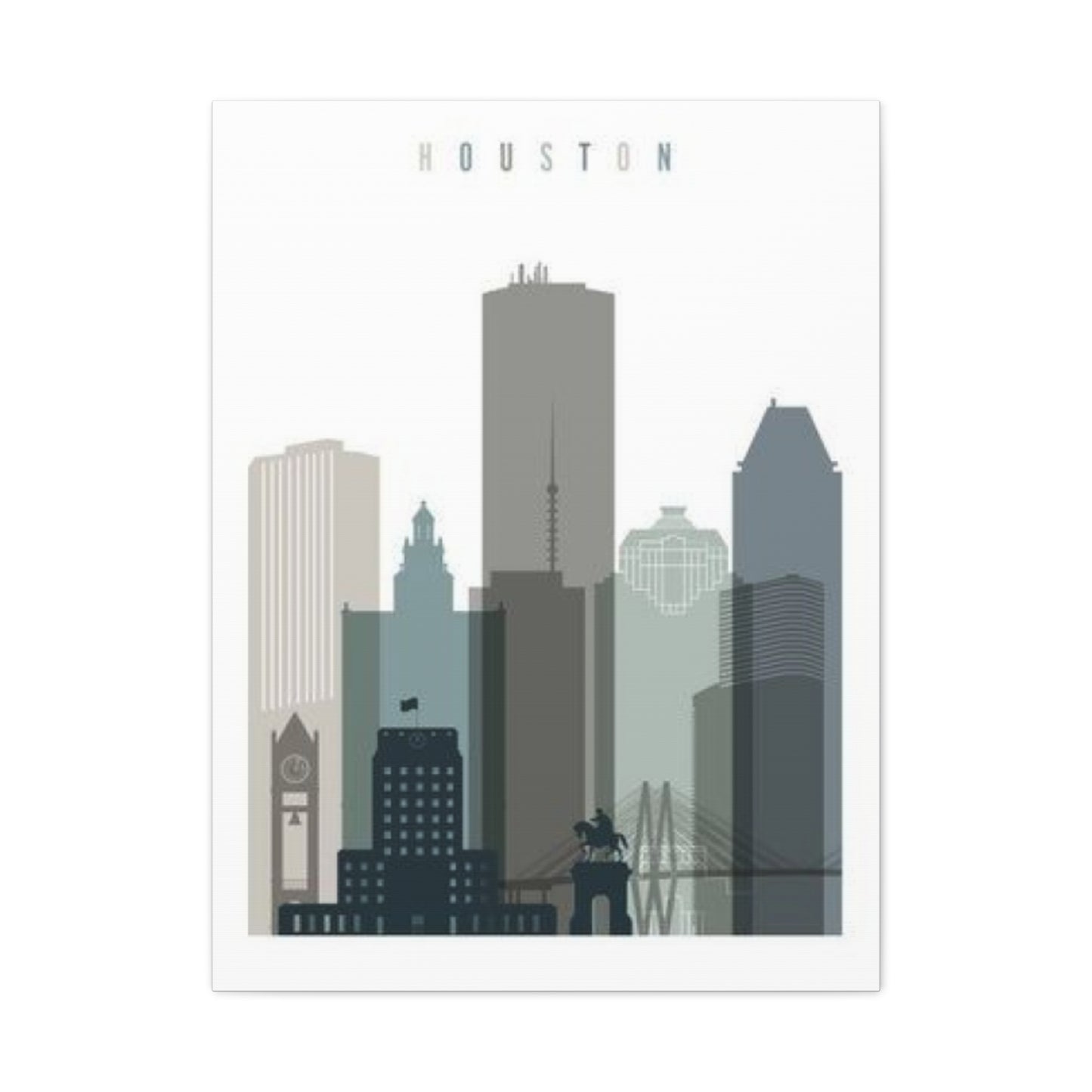 Houston Skyline Painting Wall Art & Canvas Prints