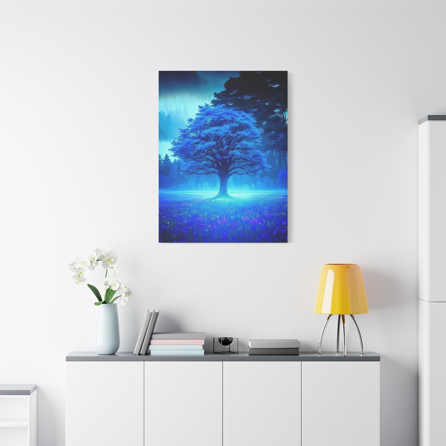 Blue Glowing Tree Wall Art & Canvas Prints