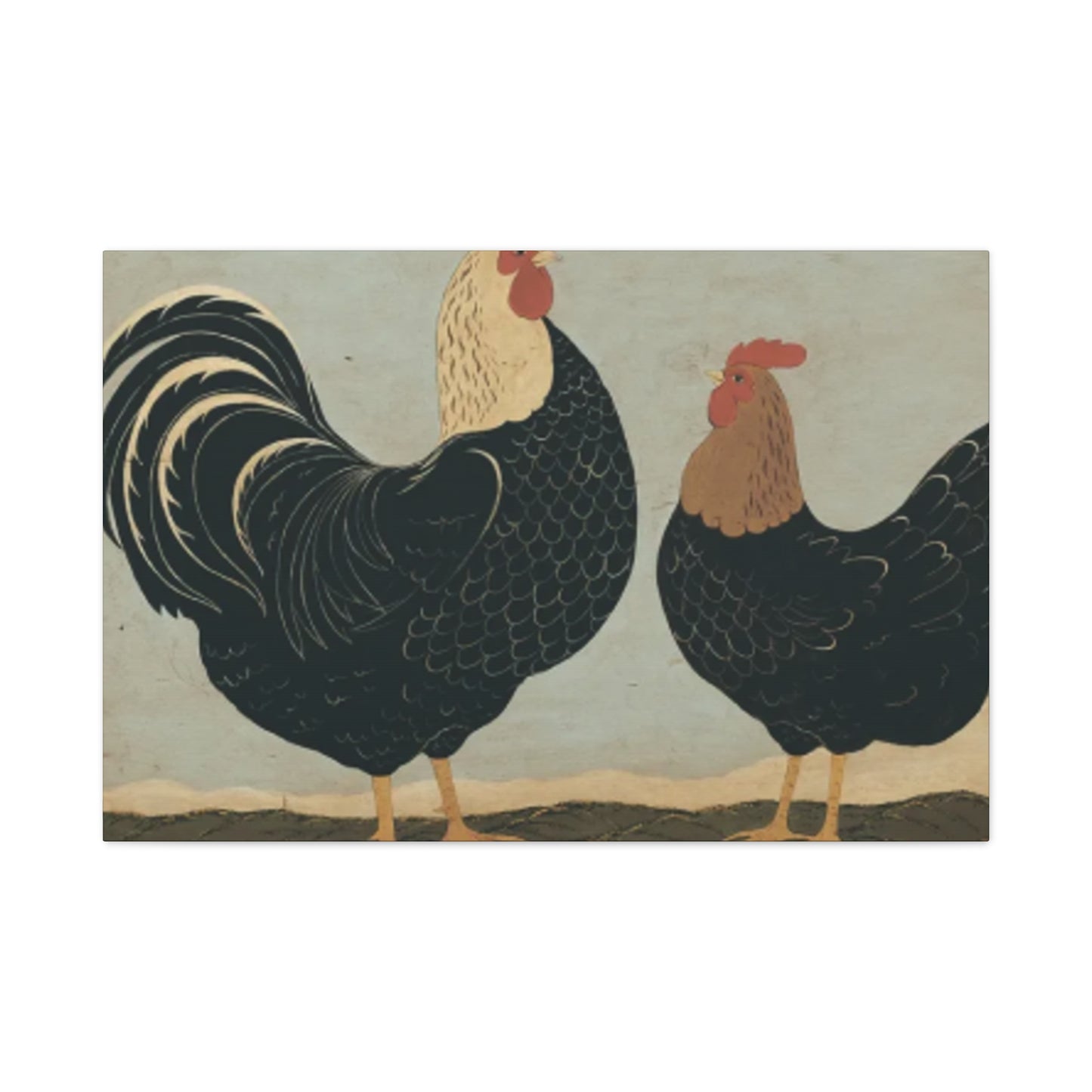 Chicken Couple Kimble Warren Wall Art & Canvas Prints