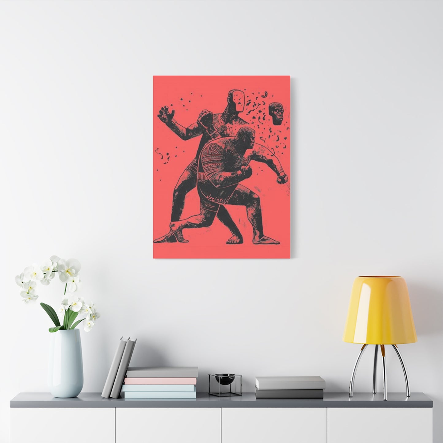 Two Men Boxing Mixed Media Wall Art & Canvas Prints