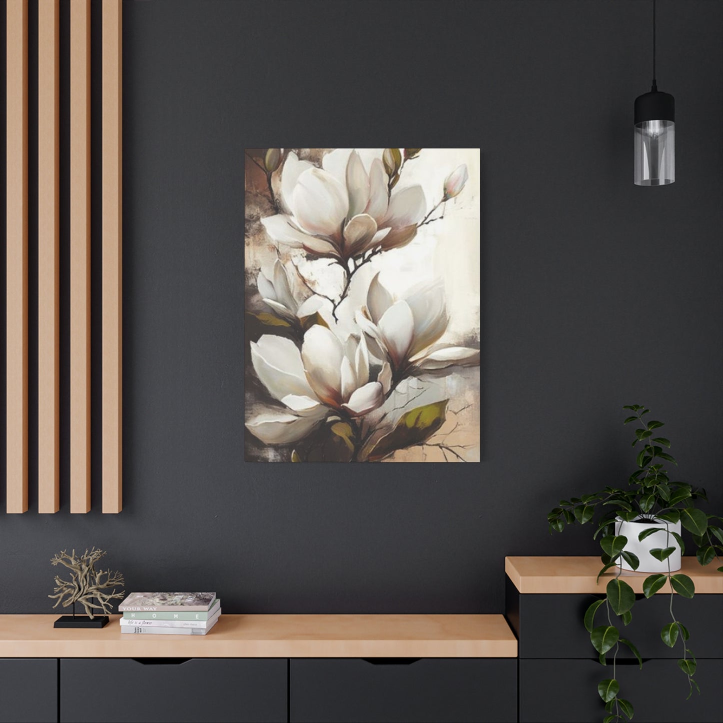 White Magnolia Flower Plant Painting Wall Art & Canvas Prints