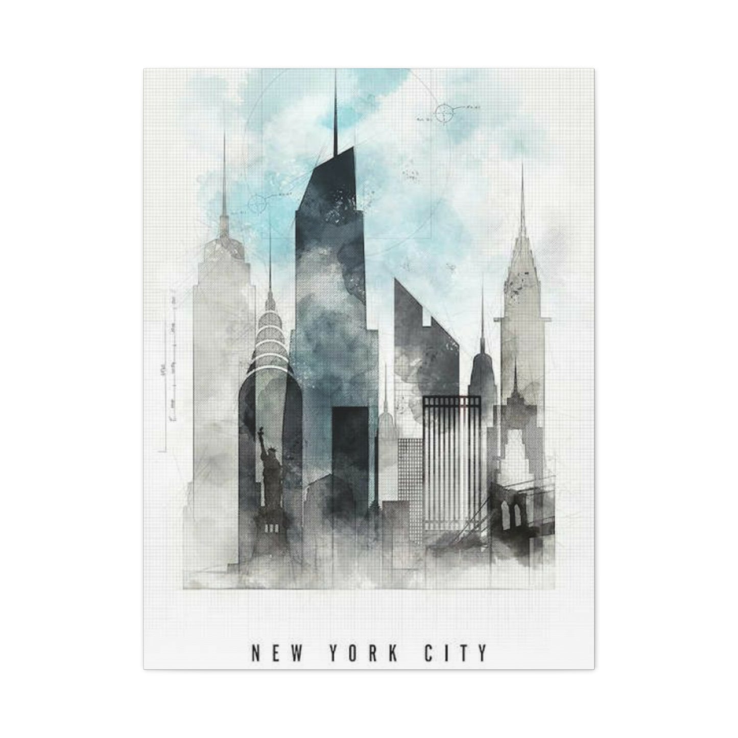 Manhattan City Skyline Painting NYC Skylines Wall Art & Canvas Prints