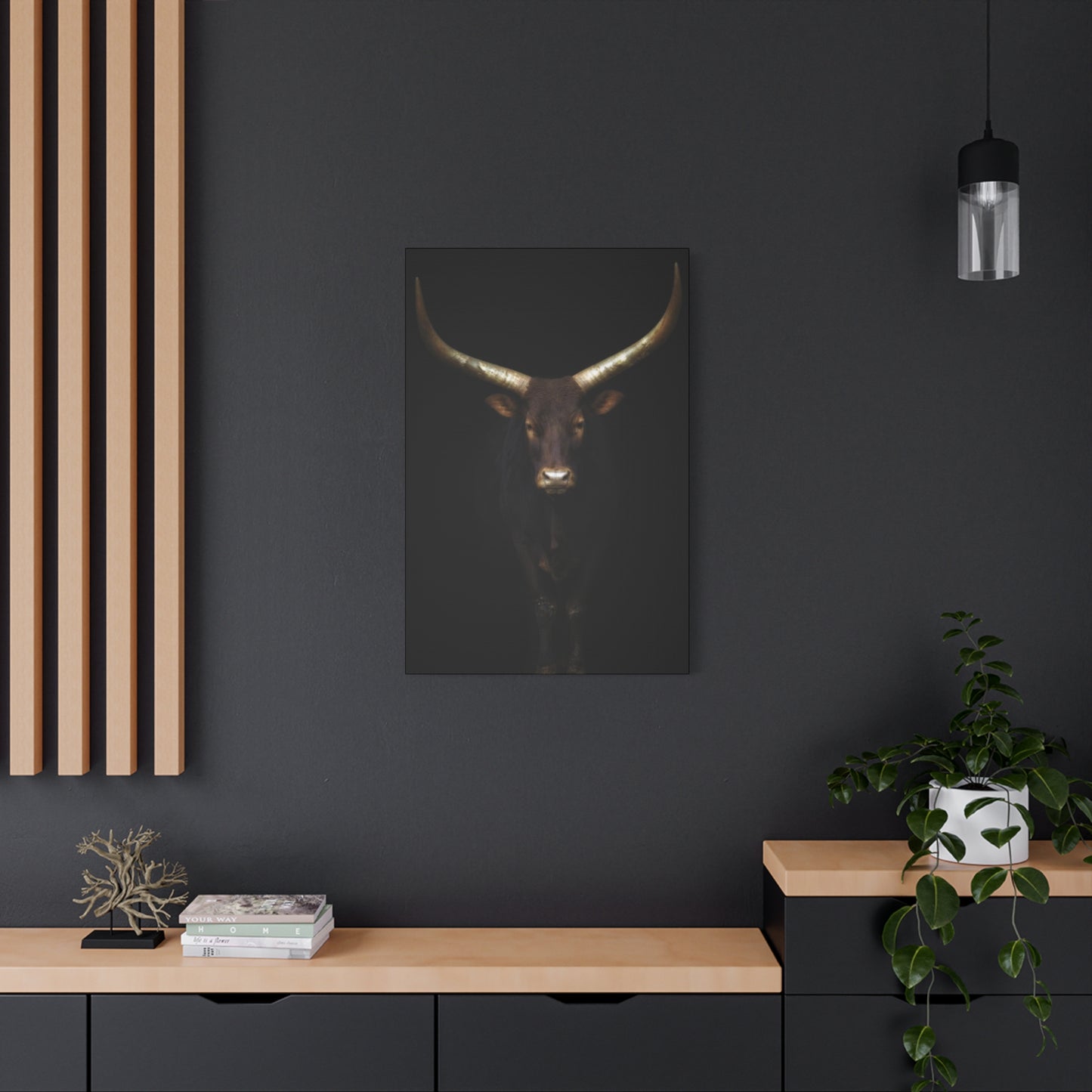 Wild Black Buffalo Longhorn Photos Wall Art & Canvas Prints