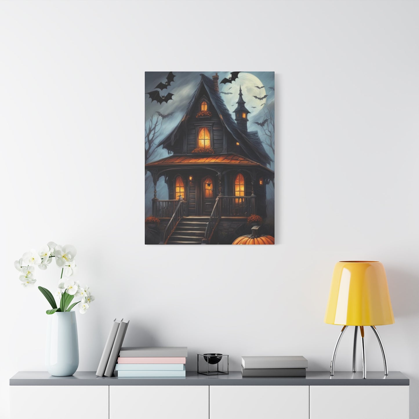 Halloween House Painting Wall Art & Canvas Prints