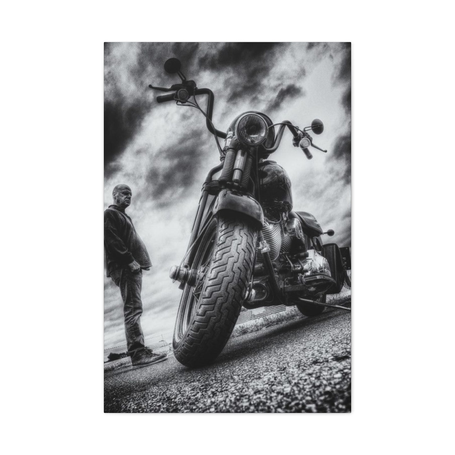 Black & White Classic Motorcycle Wall Art & Canvas Prints