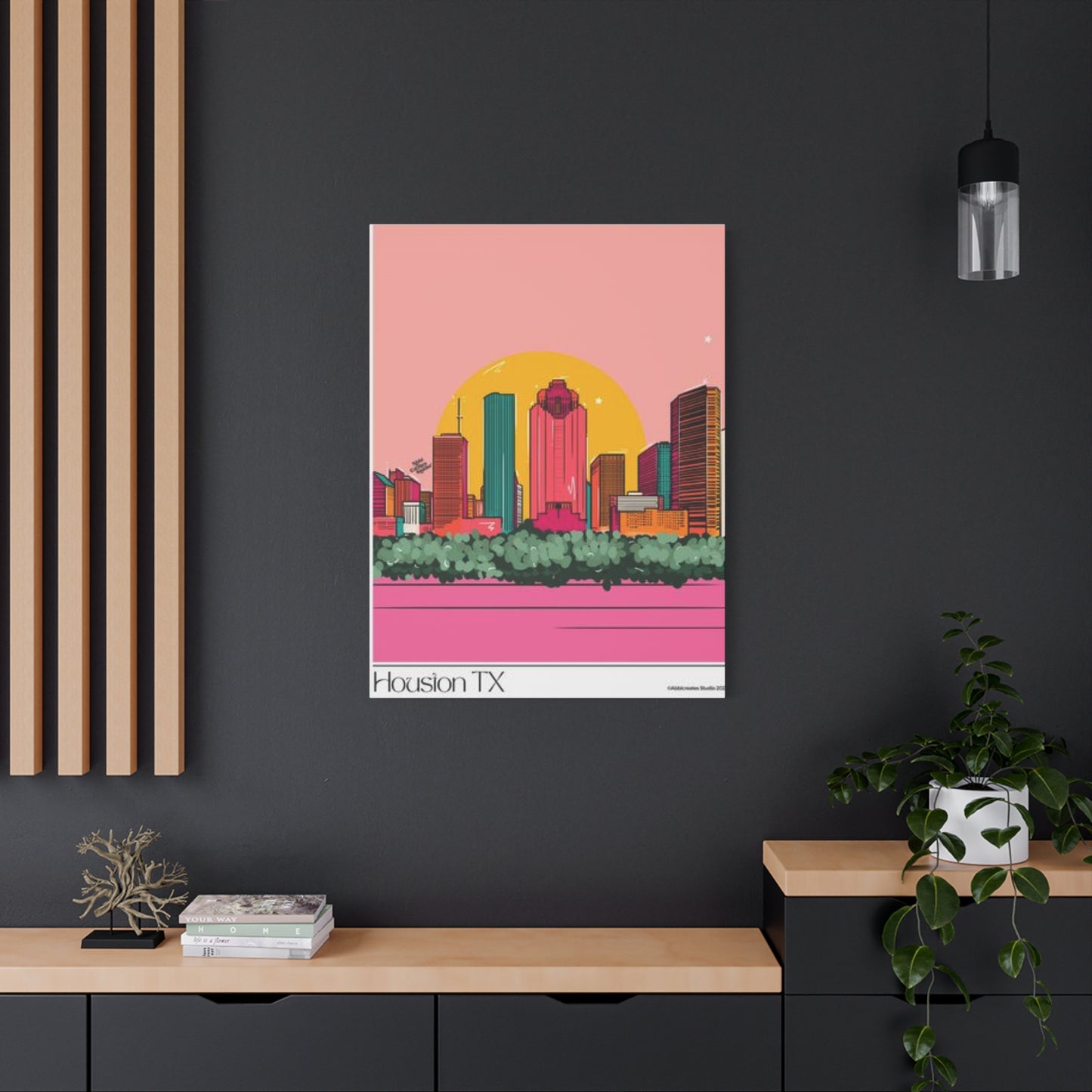 Color Houston Skyline Silhouette Wall Art & Canvas Prints