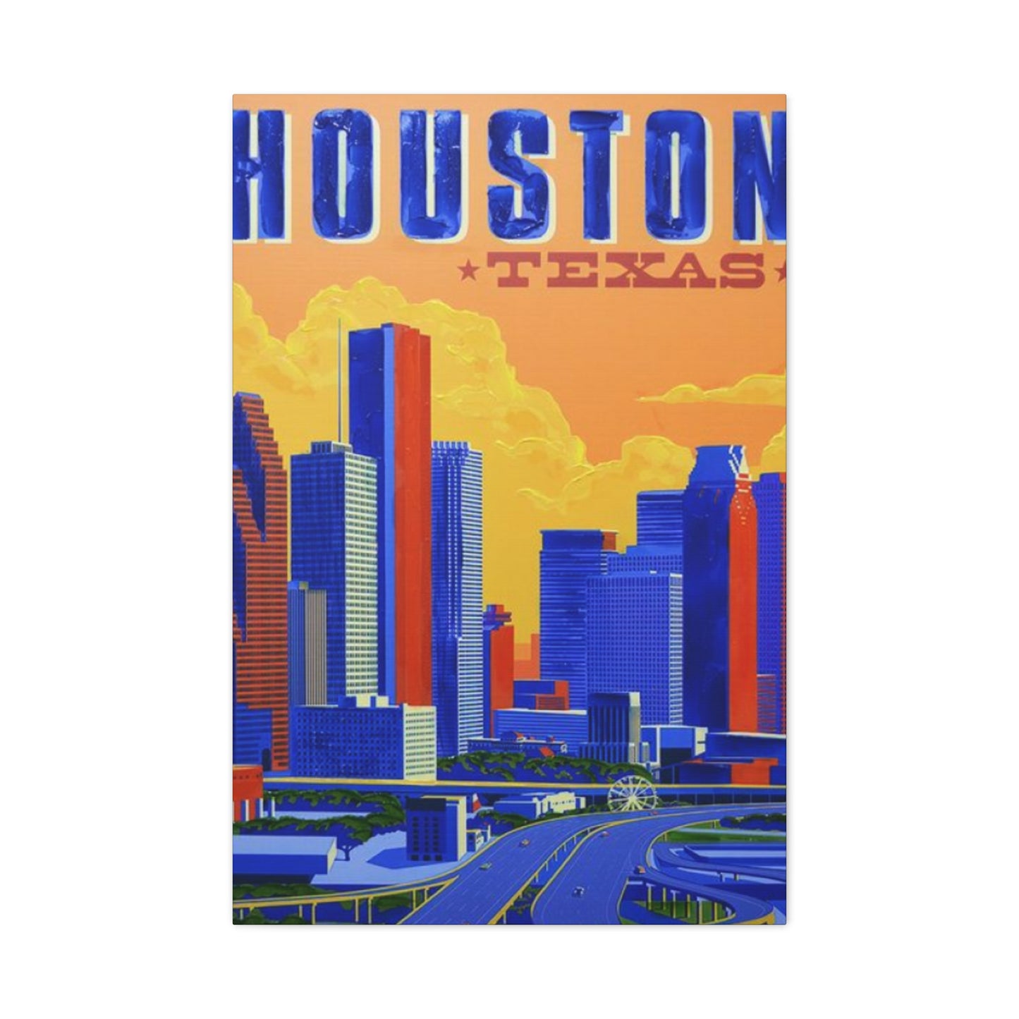 Colorful Houston Skyline Painting Wall Art & Canvas Prints