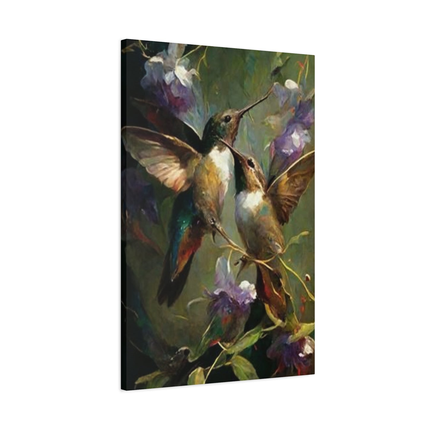 Colorful Humming Bird Couple Painting Wall Art & Canvas Prints