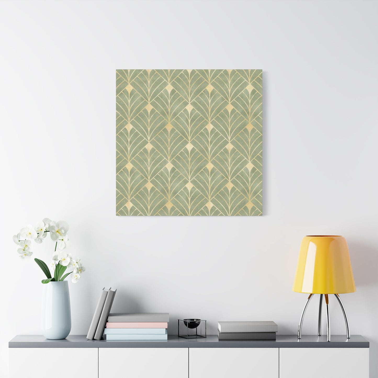 Light Olive Green Pattern Painting Wall Art & Canvas Prints