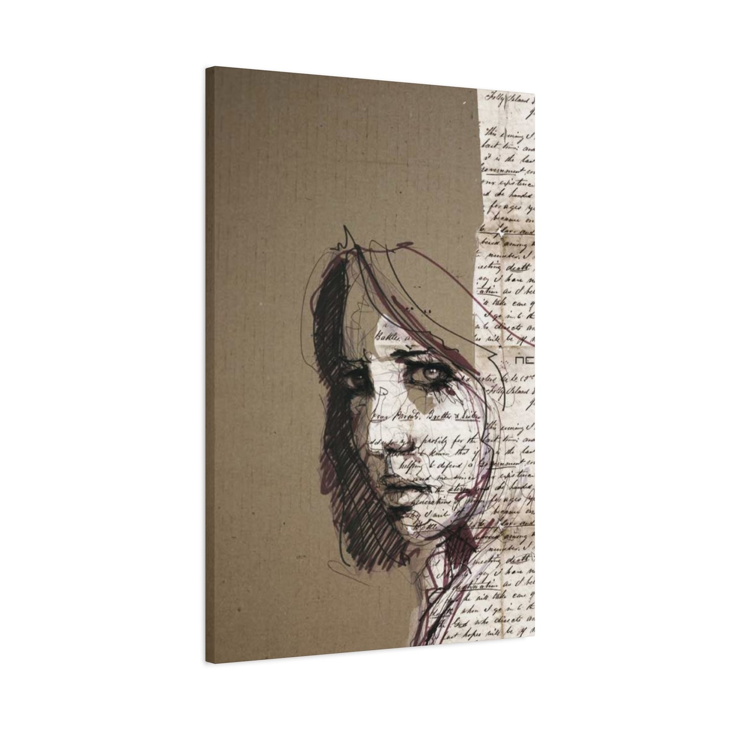 Short Hair Girl Abstract Painting Mixed Media Wall Art & Canvas Prints