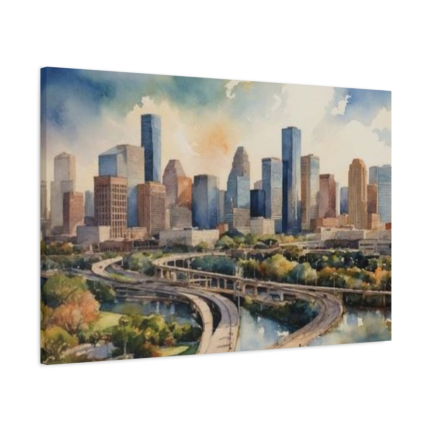 Houston Skyline Painting Wall Art & Canvas Prints