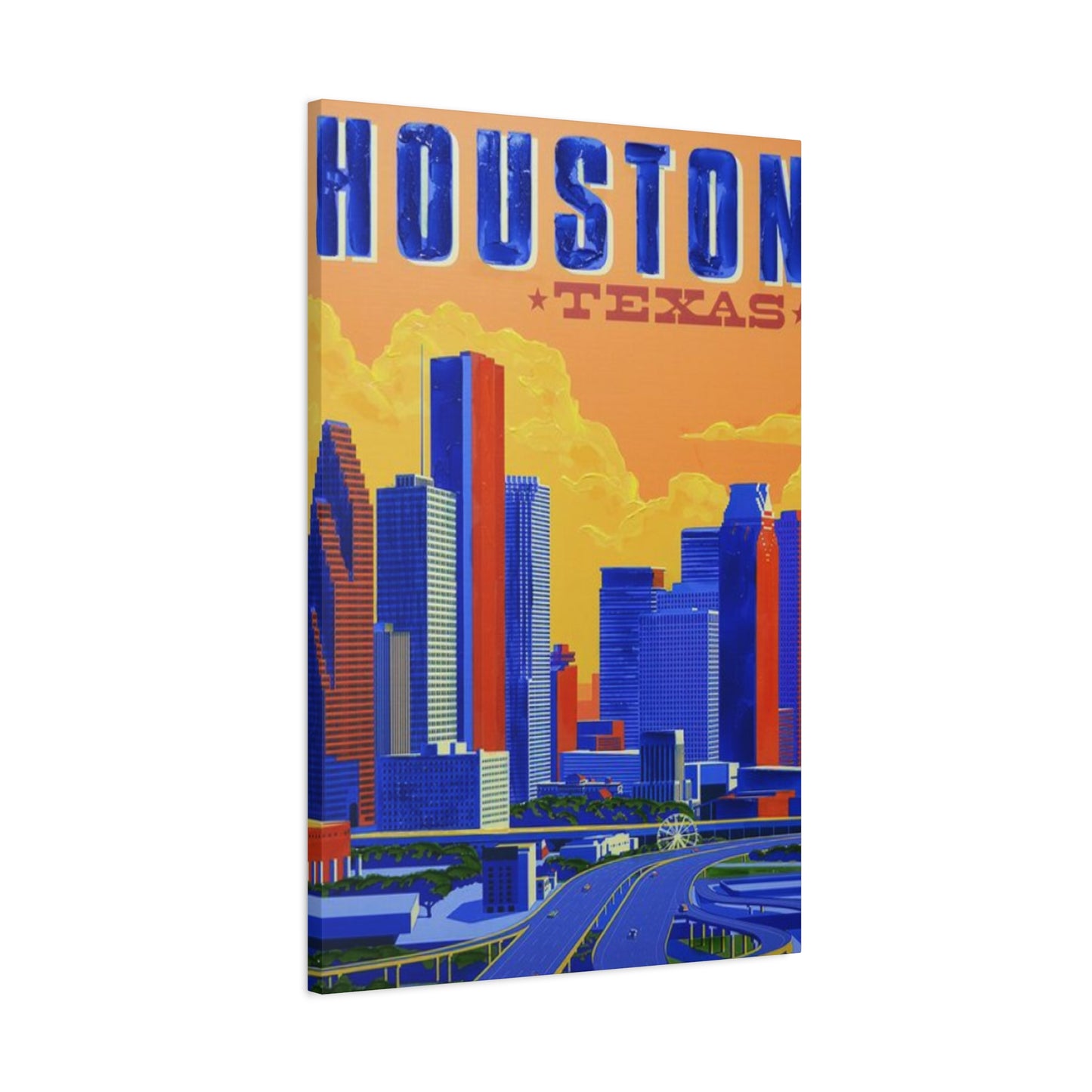 Colorful Houston Skyline Painting Wall Art & Canvas Prints