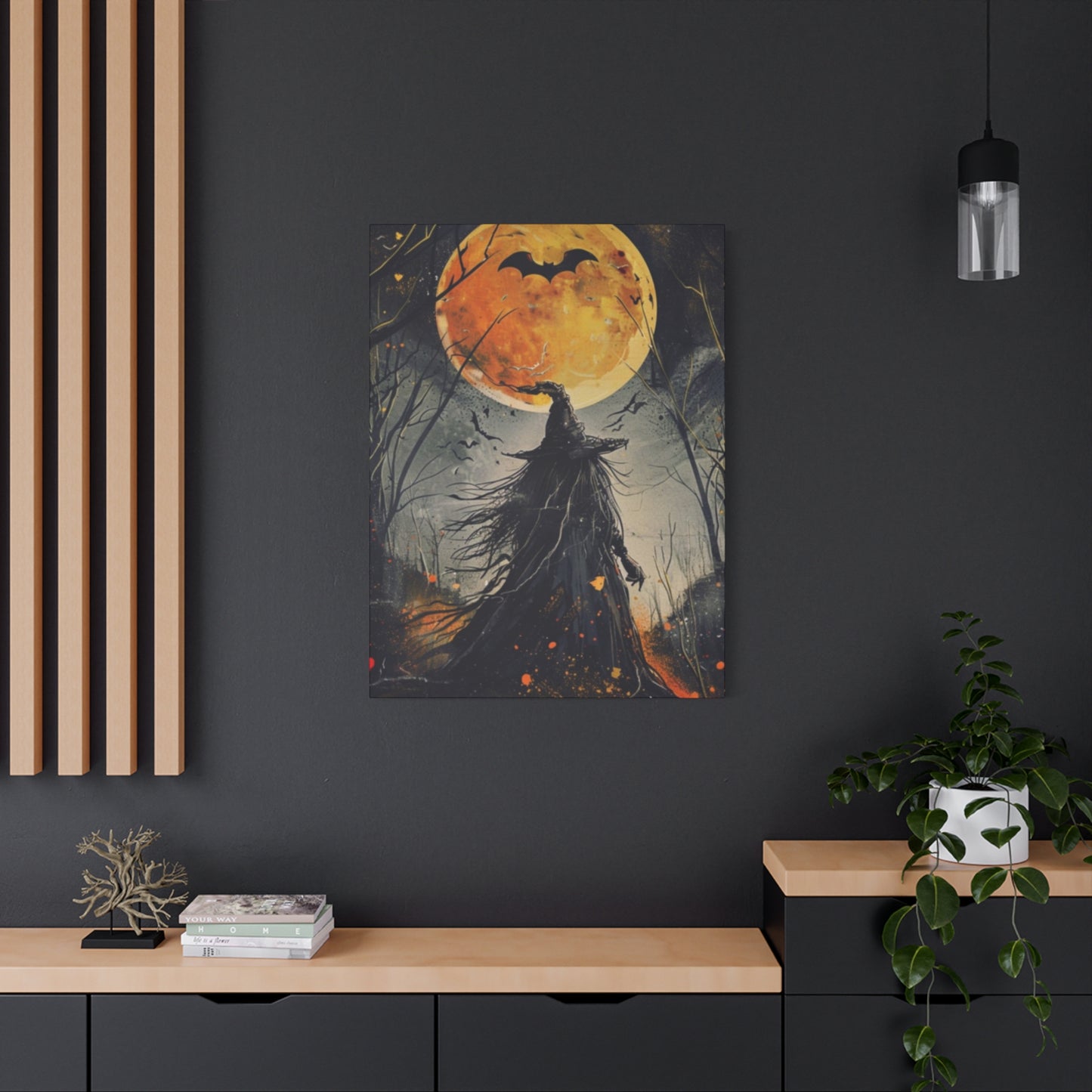 Full Moon Halloween Painting Wall Art & Canvas Prints