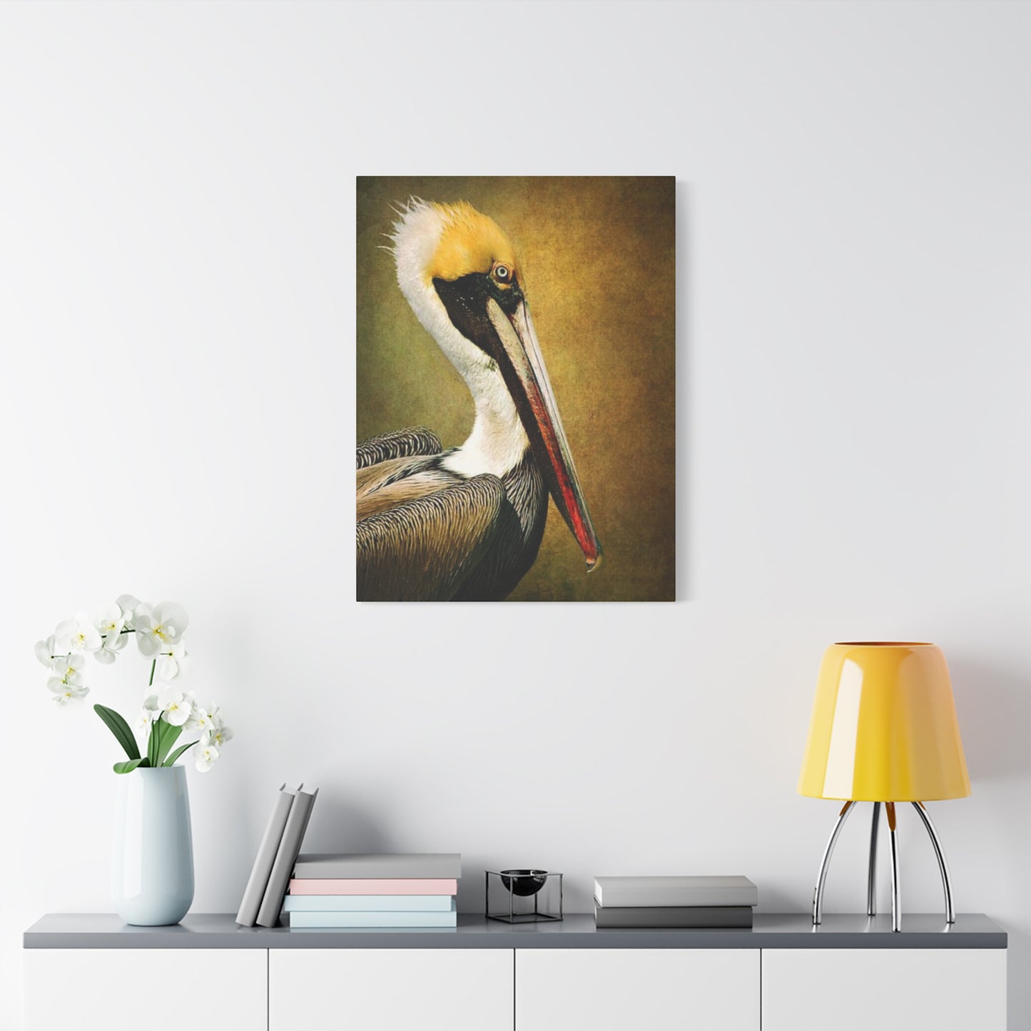 Long Beak Pelican Candid Close Up Drawing Wall Art & Canvas Prints