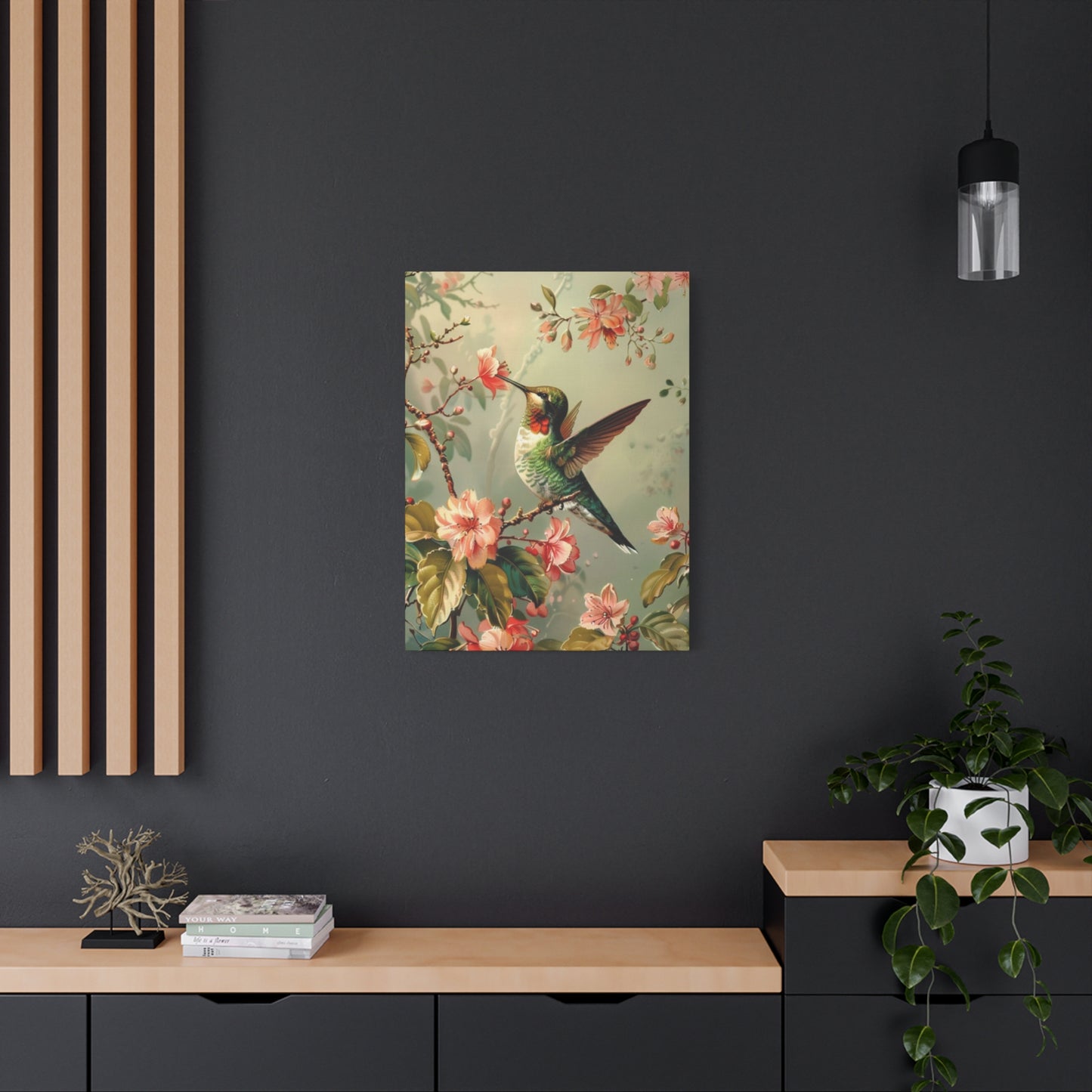 Flower & Humming Bird Candid Painting Wall Art & Canvas Prints