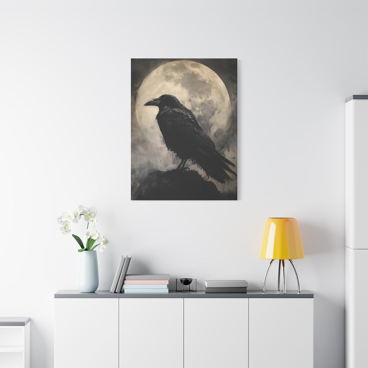 Full Moon Crow Painting Wall Art & Canvas Prints