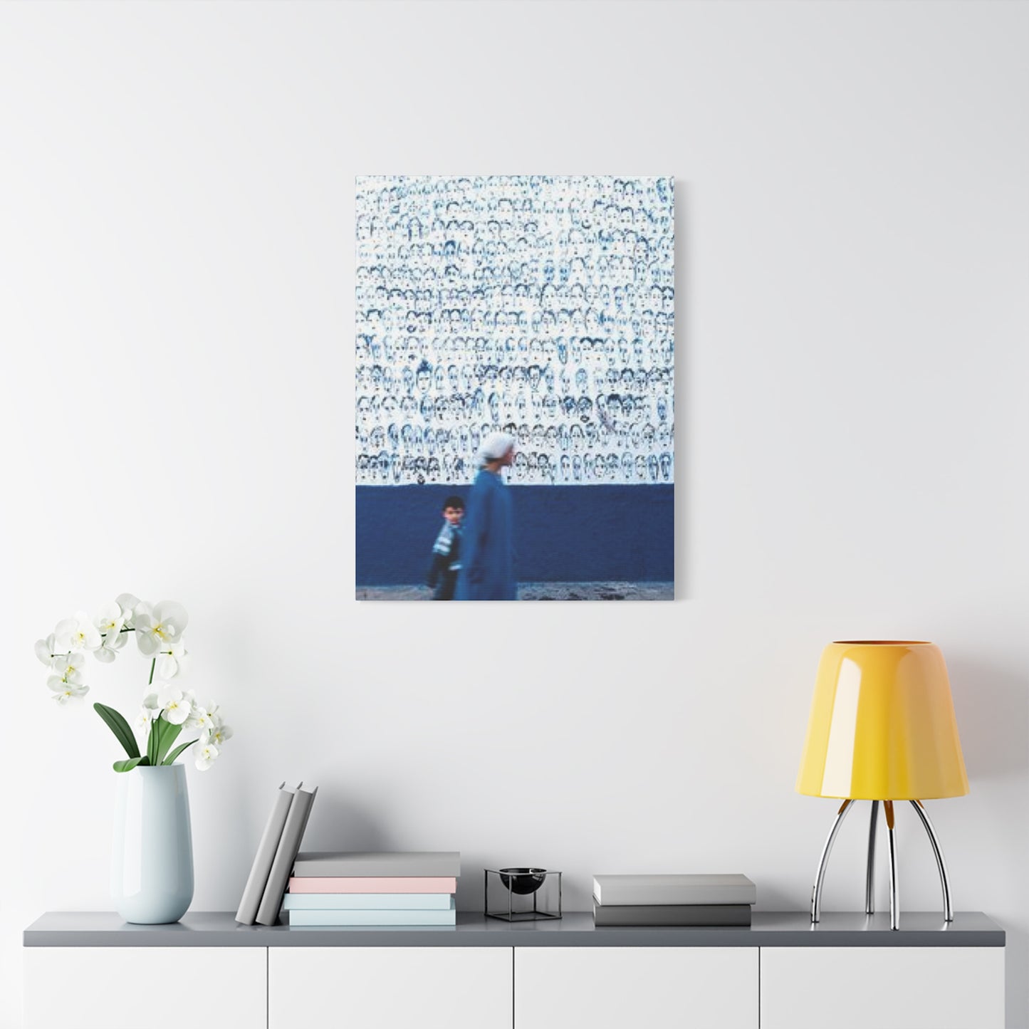 Blue Color Women & Child Moroccan Wall Art & Canvas Prints