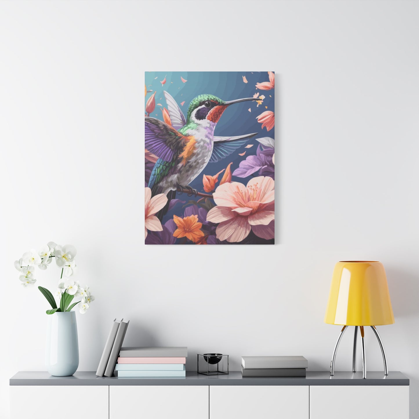 Humming Bird Closeup Painting Wall Art & Canvas Prints