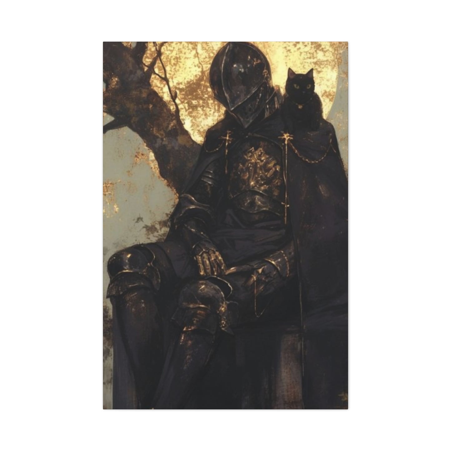 Warrior with Black Cat Wall Art & Canvas Prints