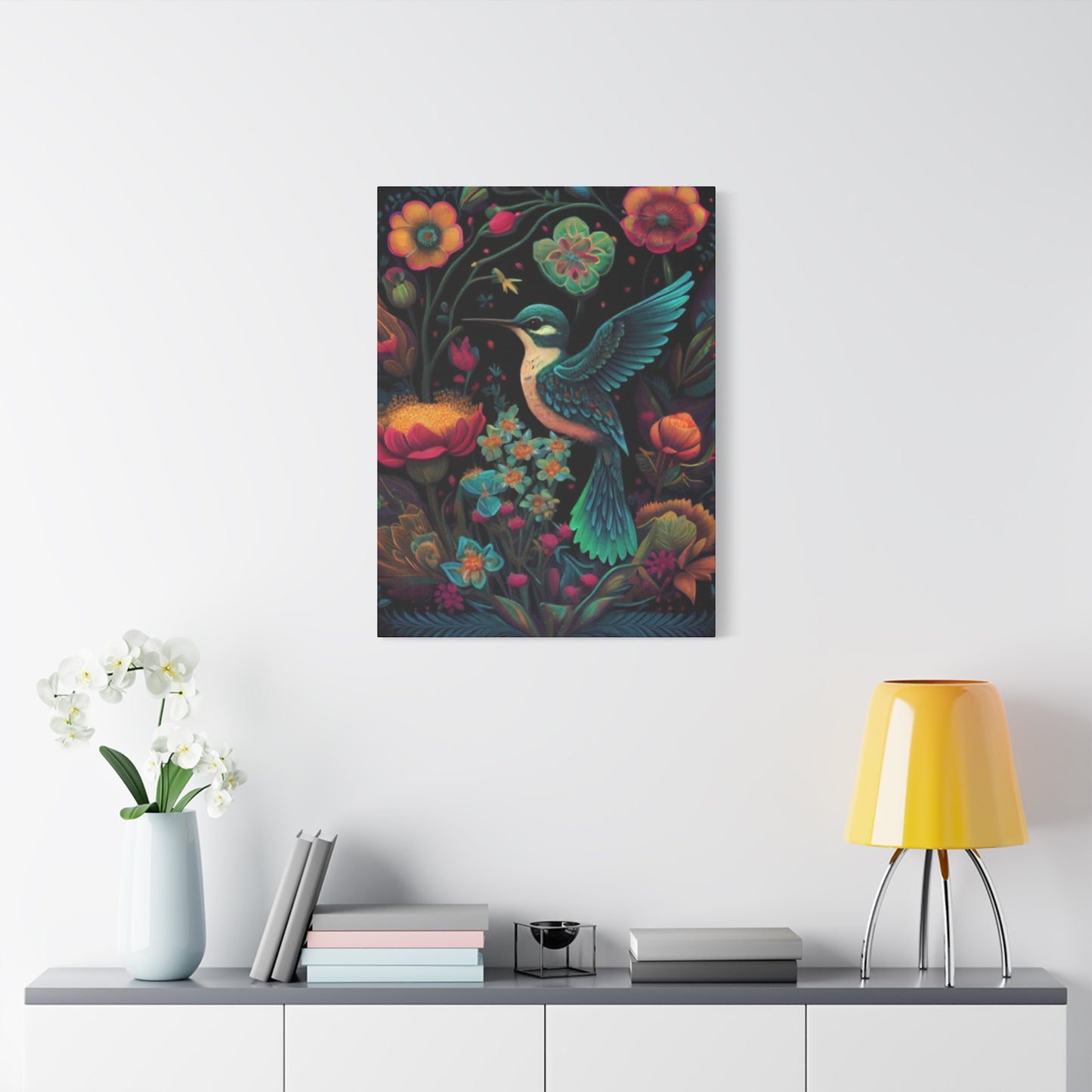 Humming Bird Closeup Painting Wall Art & Canvas Prints