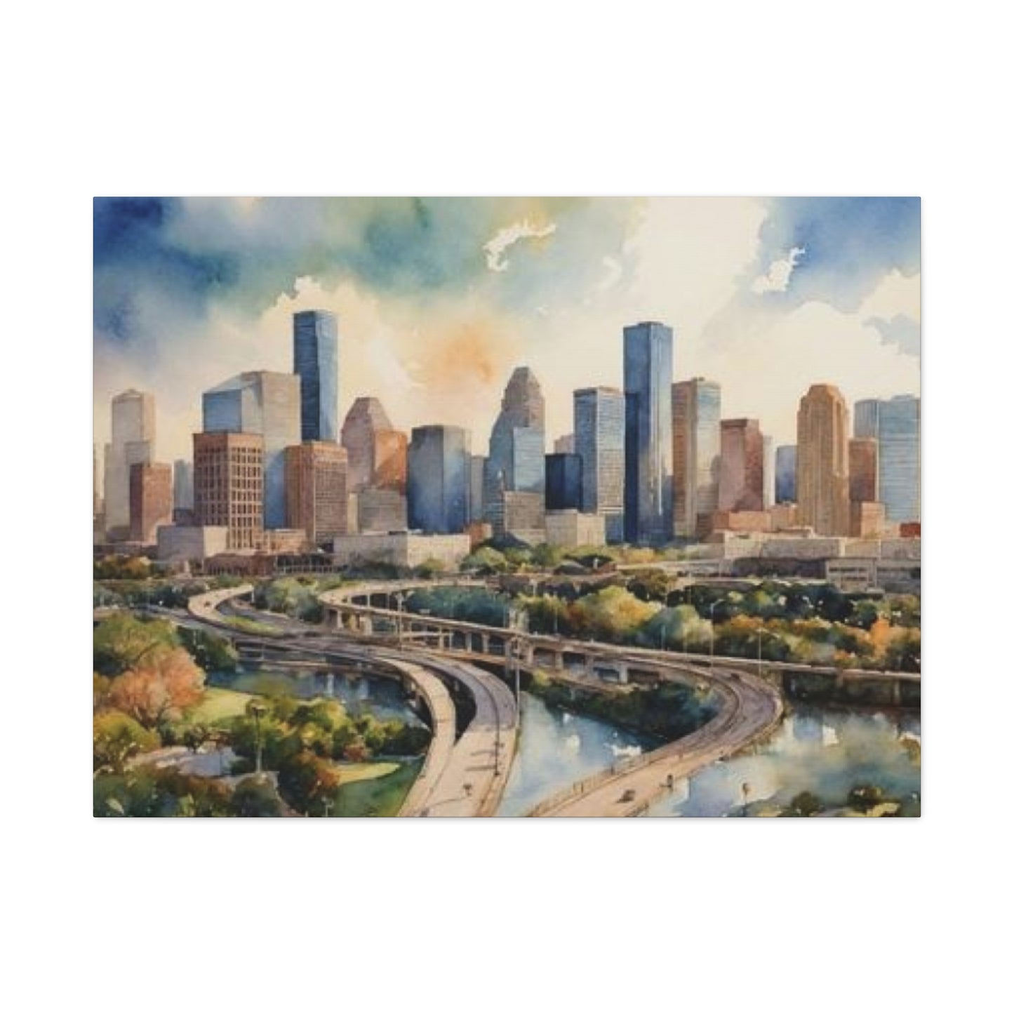 Houston Skyline Painting Wall Art & Canvas Prints