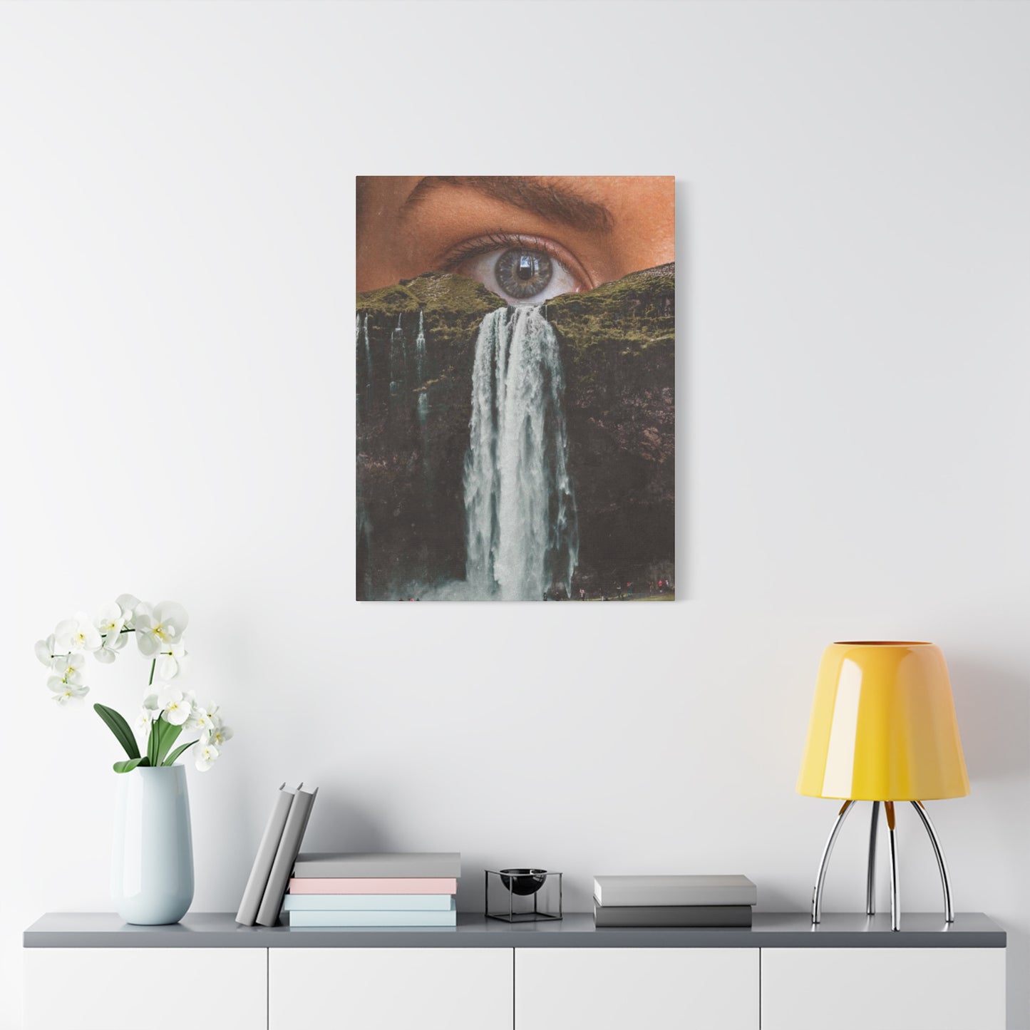 Eye Waterfall Abstract Painting Mixed Media Wall Art & Canvas Prints