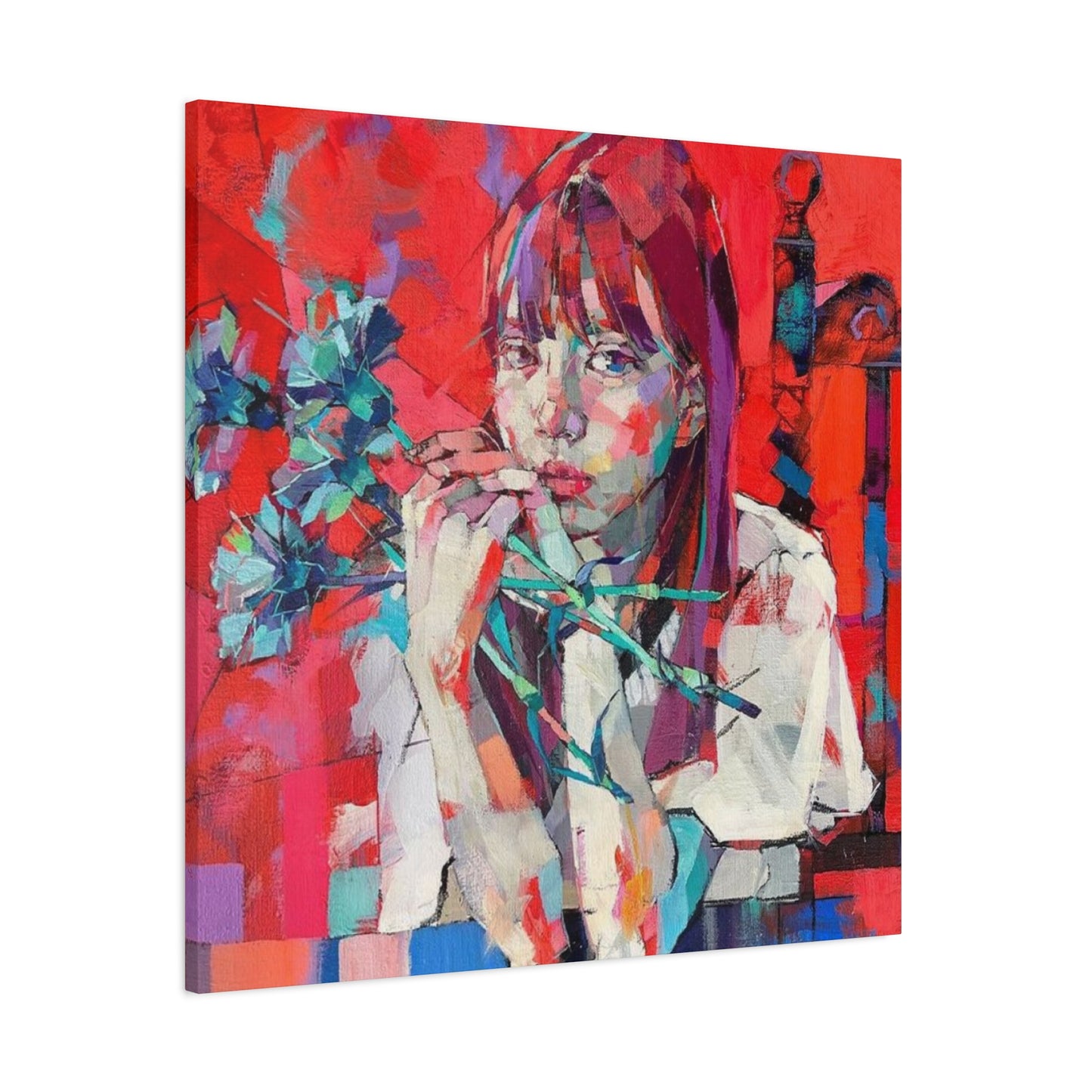 Girl Red Abstract Mixed Media Wall Art & Canvas Prints