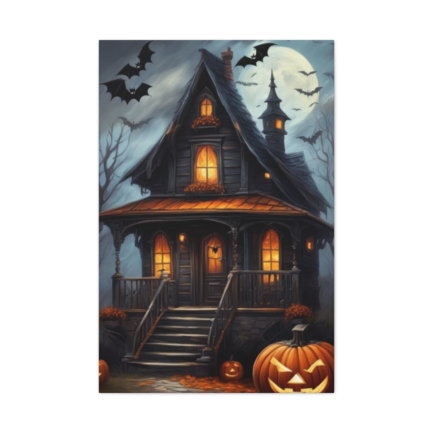 Halloween House Painting Wall Art & Canvas Prints