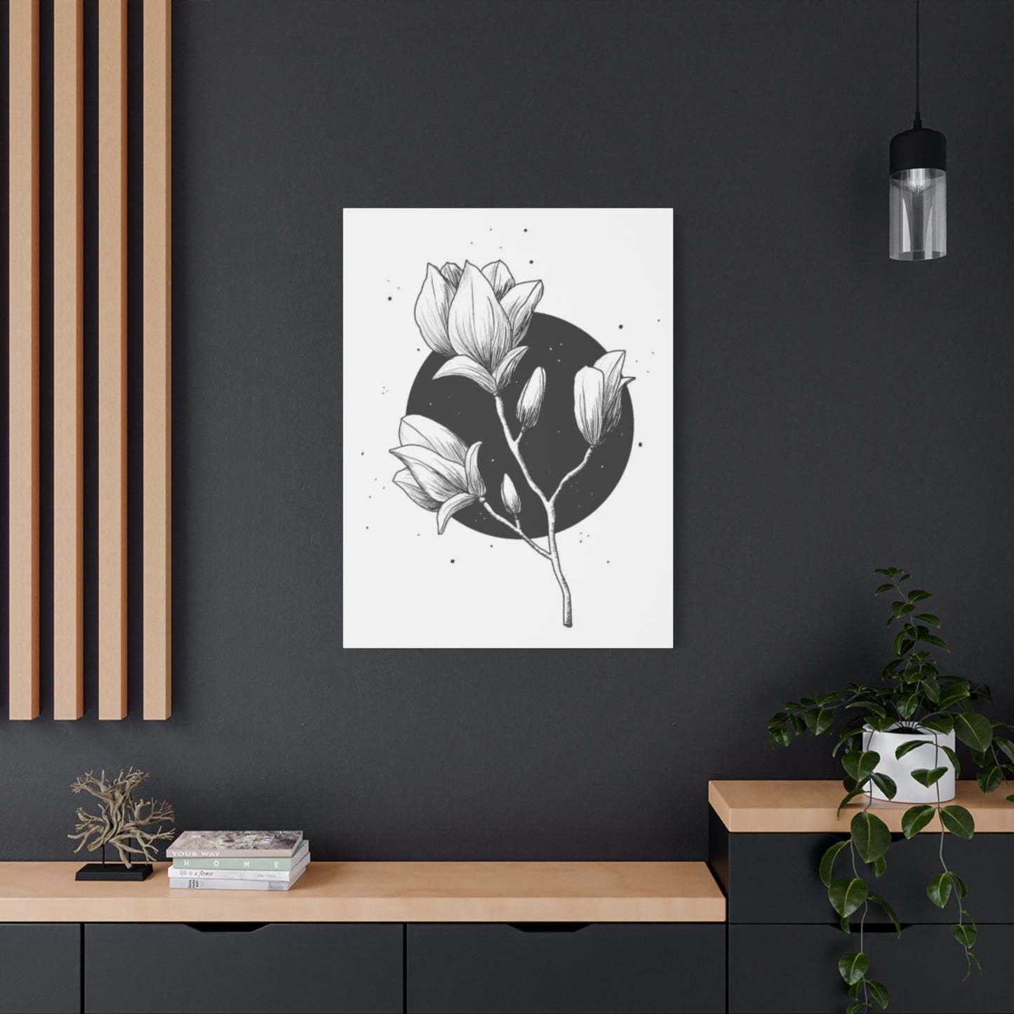 Beautiful Monochrome Magnolia Flower Plant Wall Art & Canvas Prints