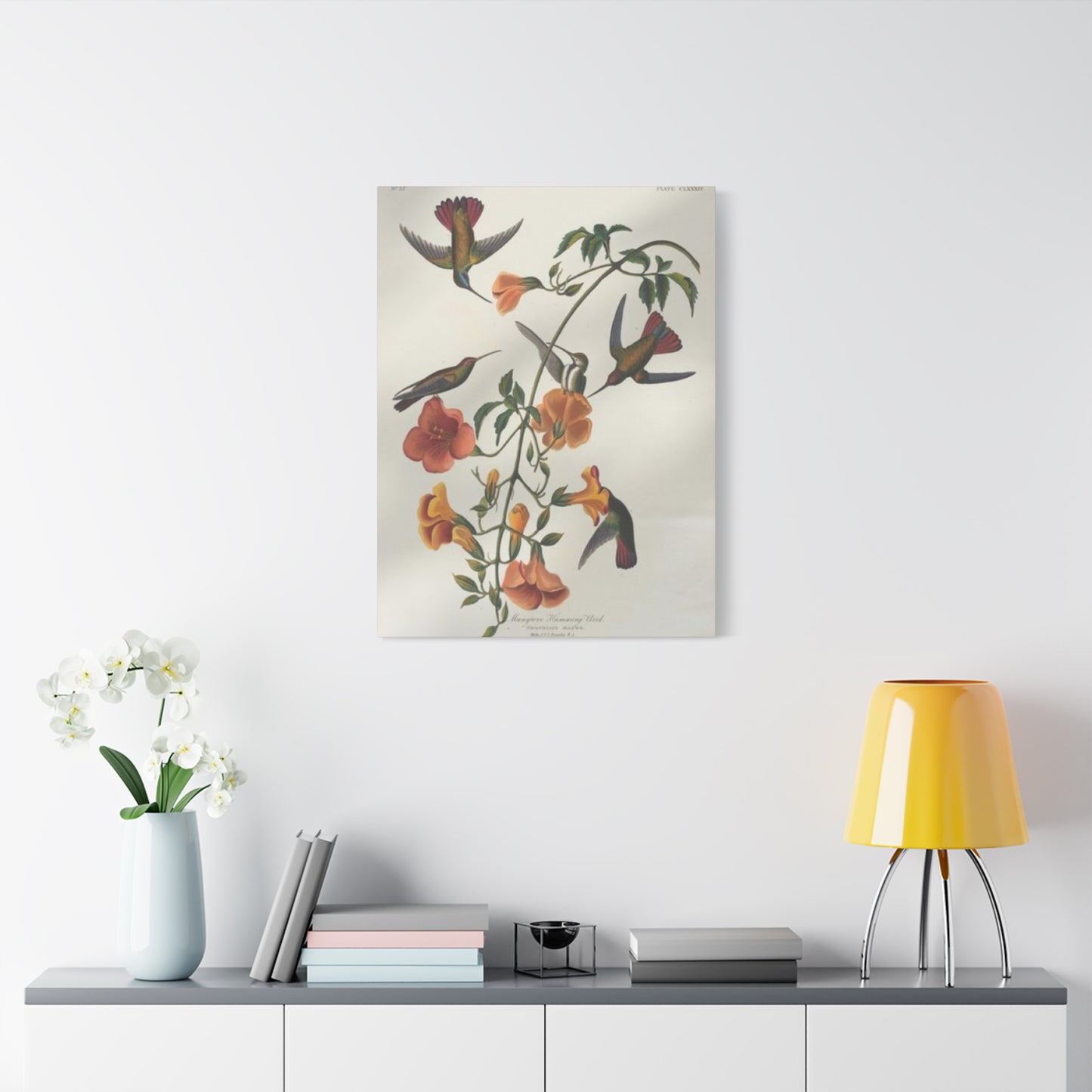 Humming Bird On Plant Painting Wall Art & Canvas Prints