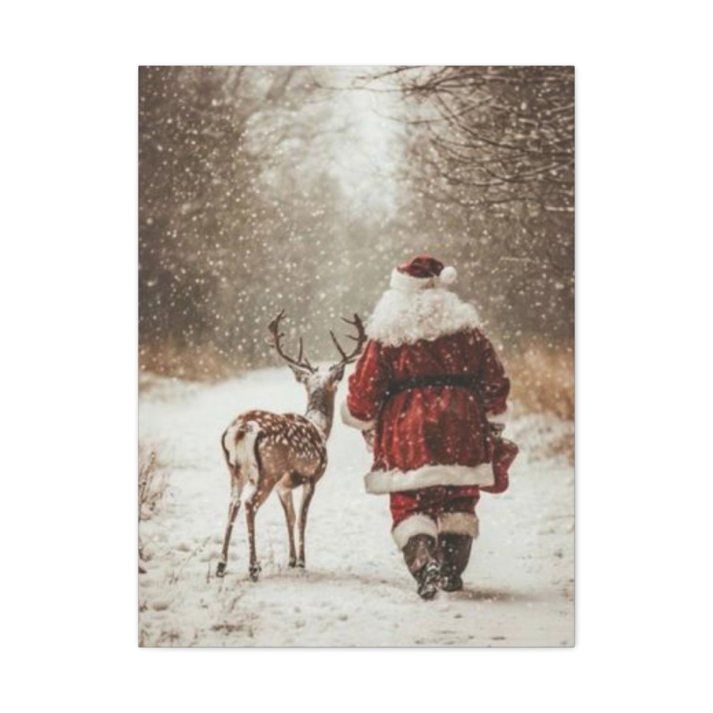 Santa Claus & Deer Wall Art & Canvas Prints