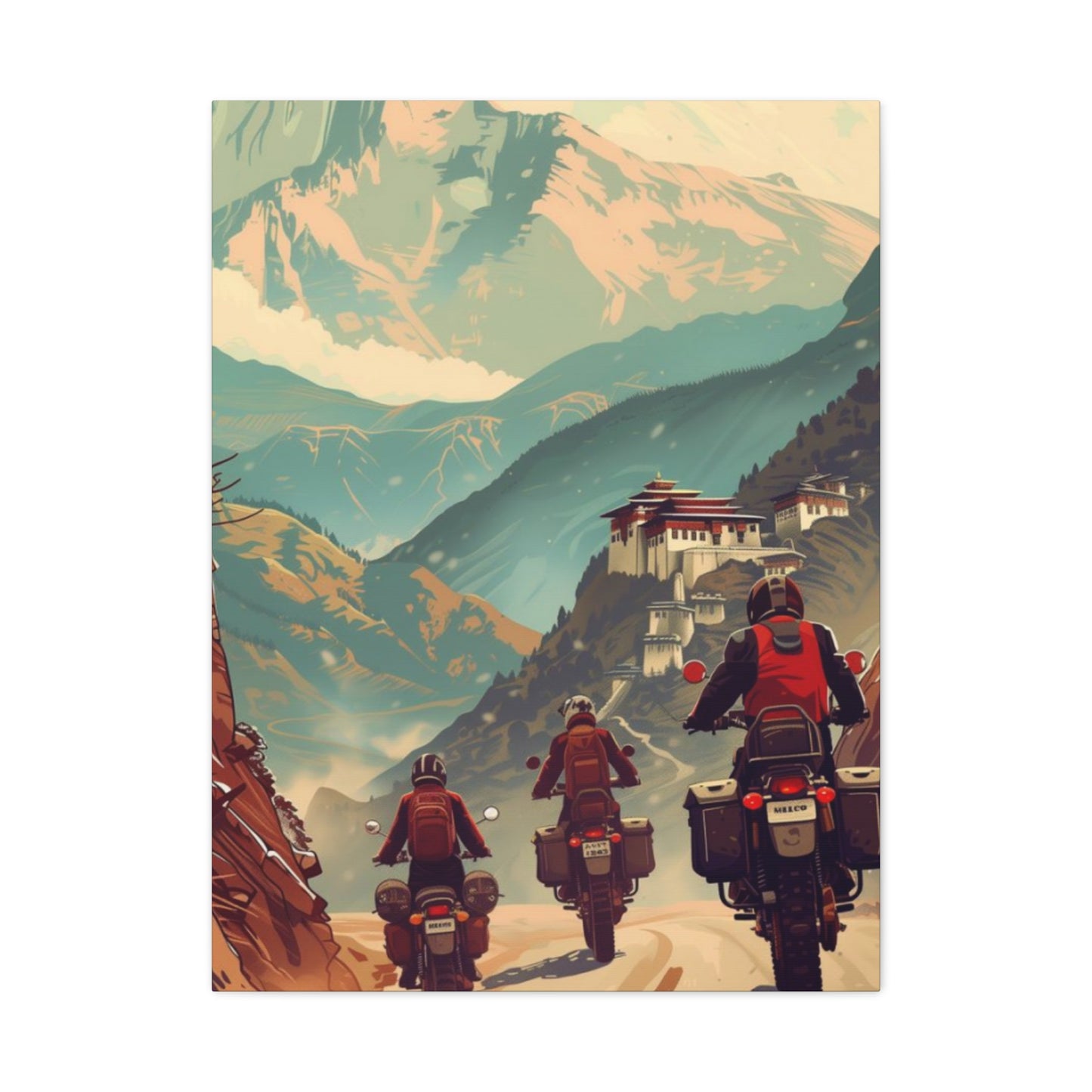 Bike Travelling In Mountains Motorcycle Wall Art & Canvas Prints