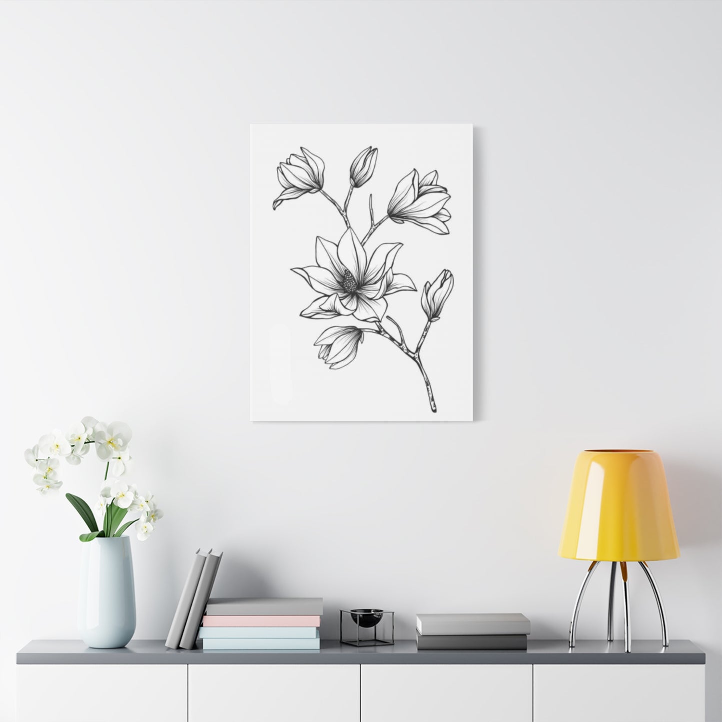 Magnolia Flower Sketch Wall Art & Canvas Prints