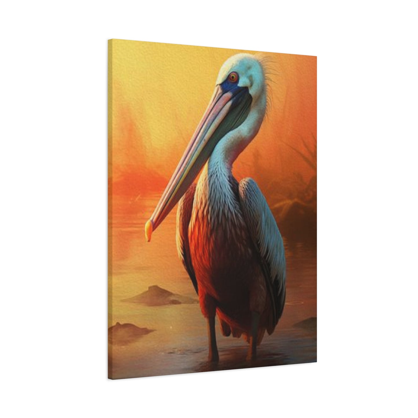 Pelican In Pond Wall Art & Canvas Prints