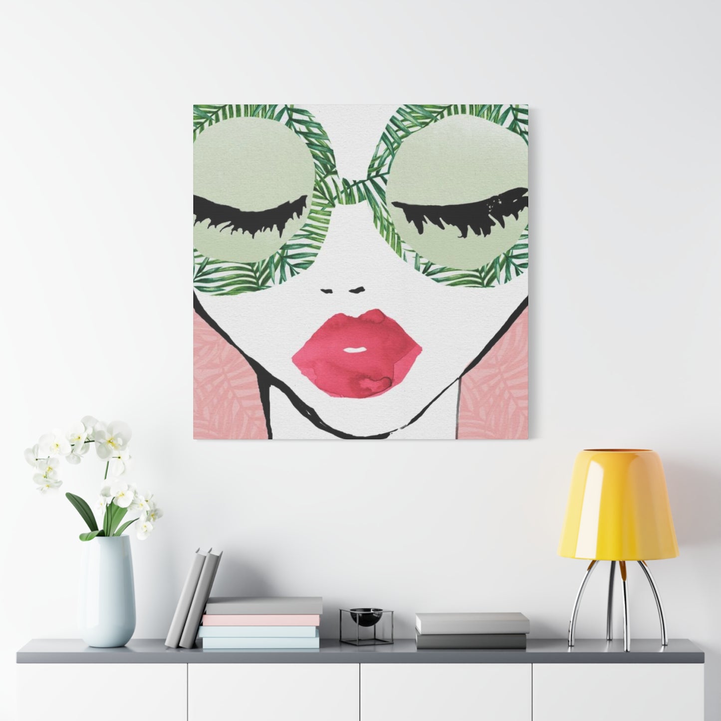 Pink Lips Model Painting Wall Art & Canvas Prints