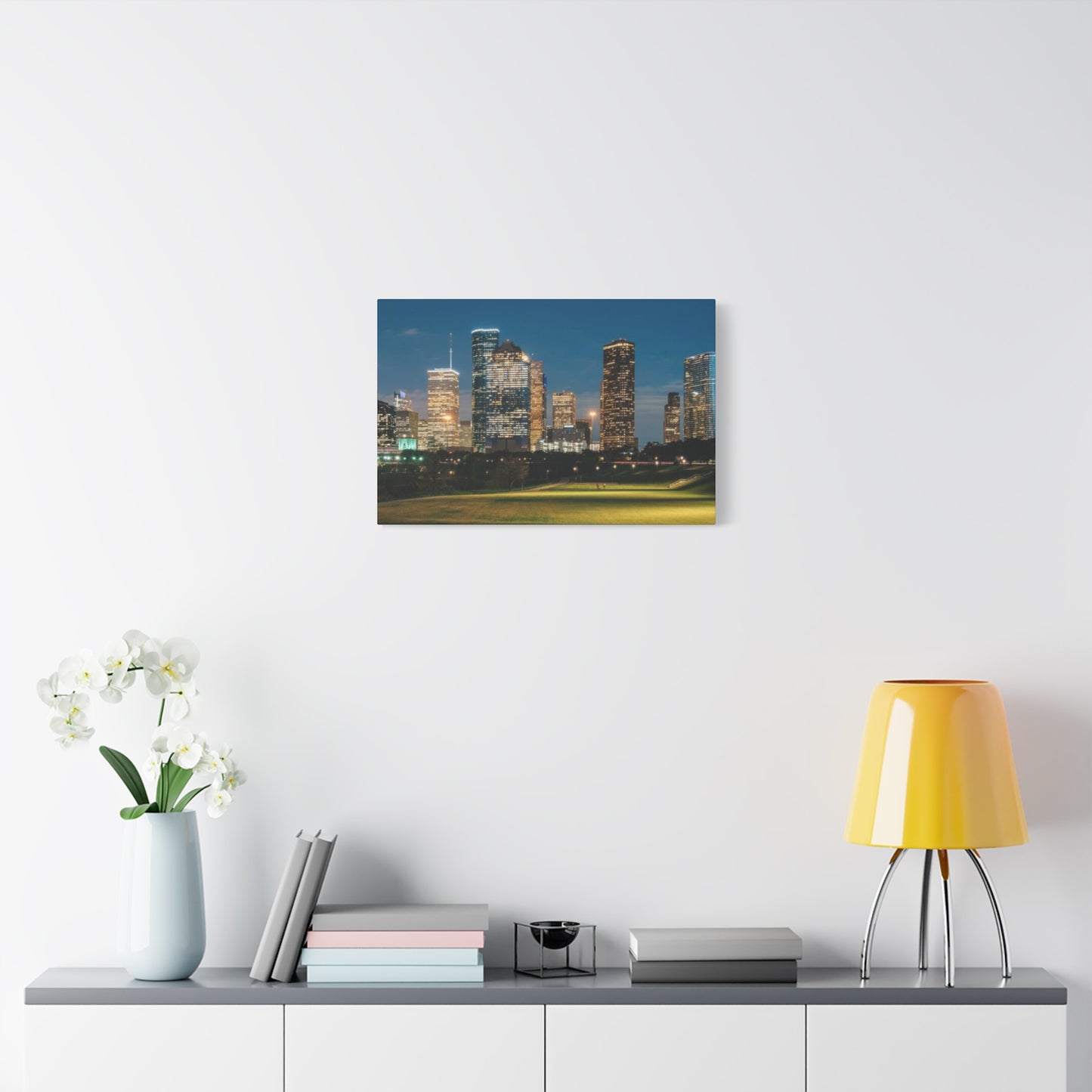 Night view of Houston Skyline Wall Art & Canvas Prints