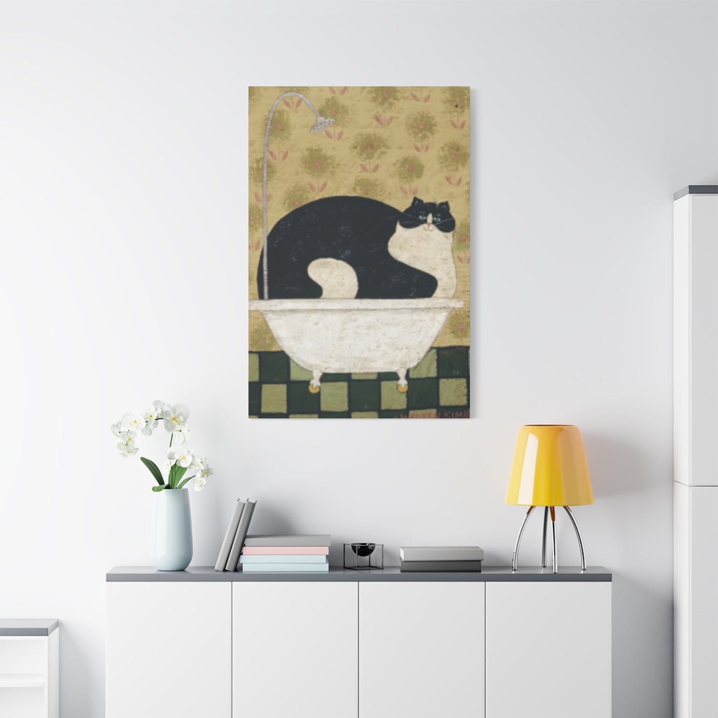 Fat Cat Taking A Bathe Kimble Warren Wall Art & Canvas Prints