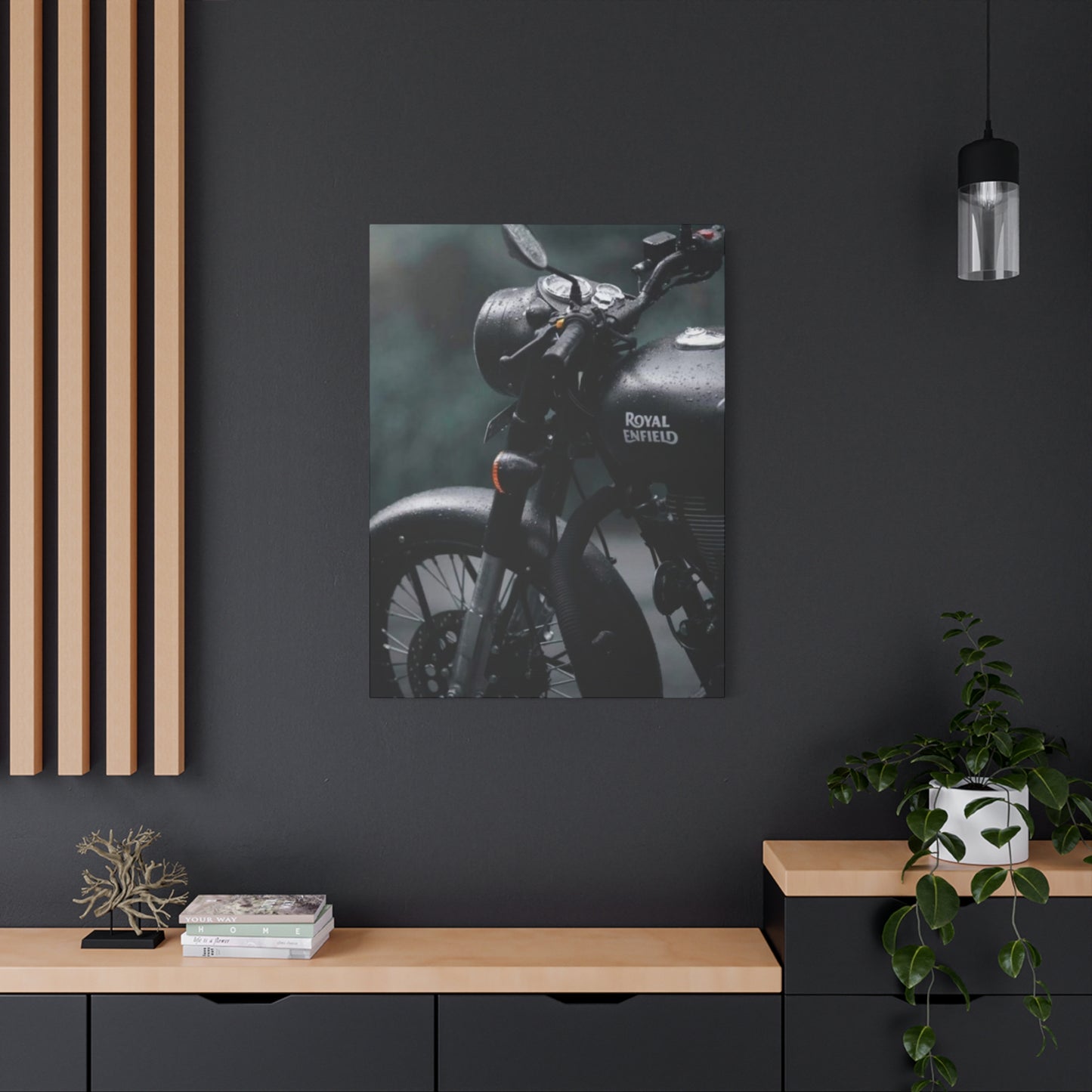 Black Royal Enfield Motorcycle Wall Art & Canvas Prints