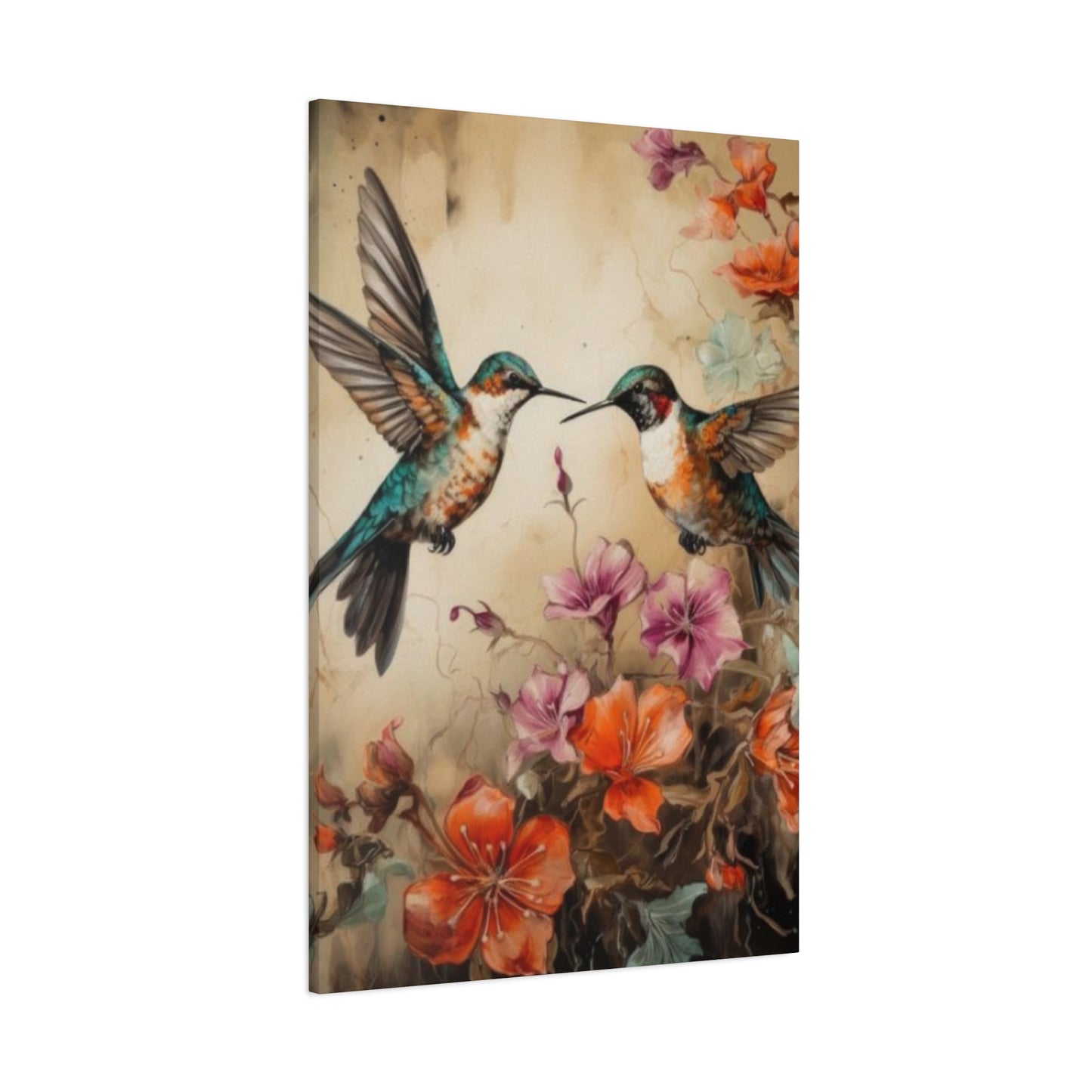 Humming Bird Couple Painting Wall Art & Canvas Prints