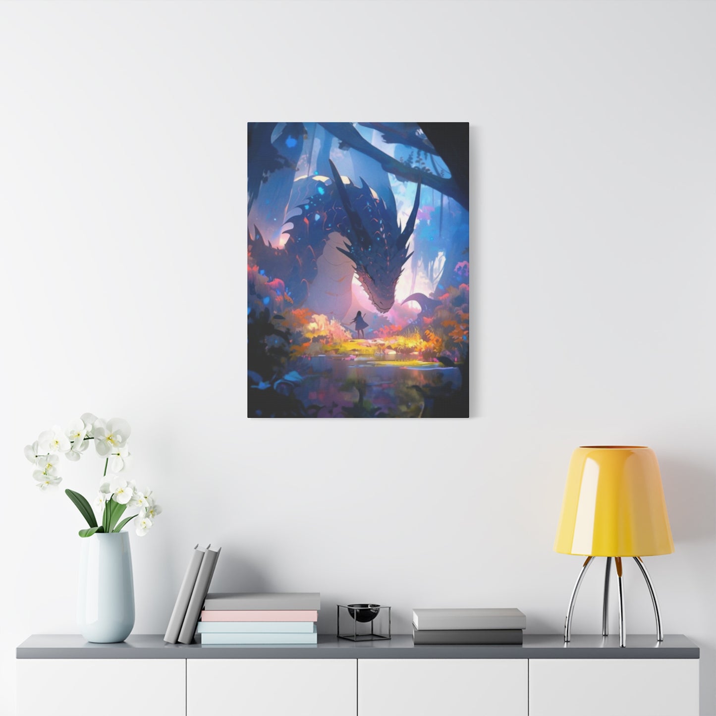 Little Girl with Dragon Wall Art & Canvas Prints