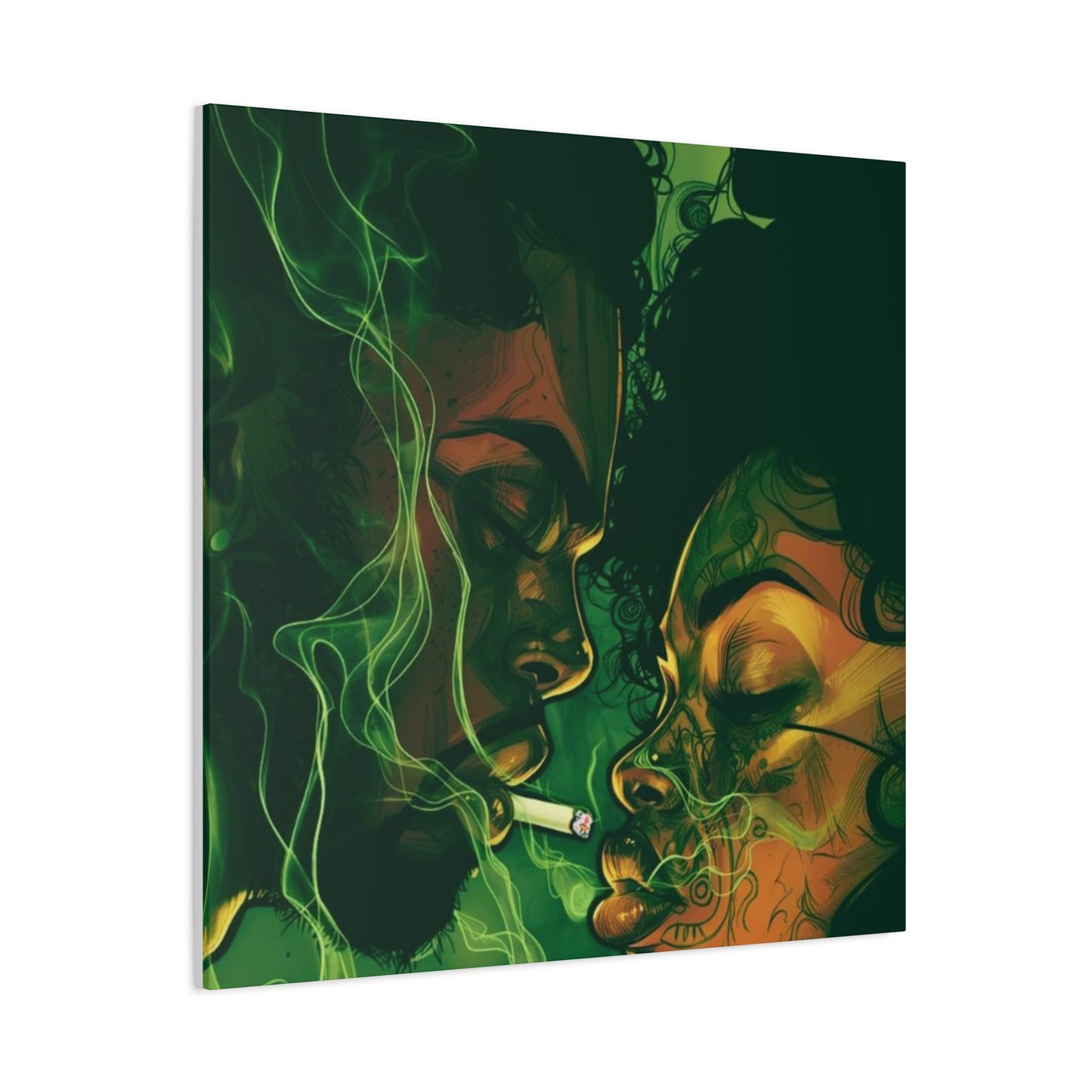 Couple With Joint Marijuana Wall Art & Canvas Prints