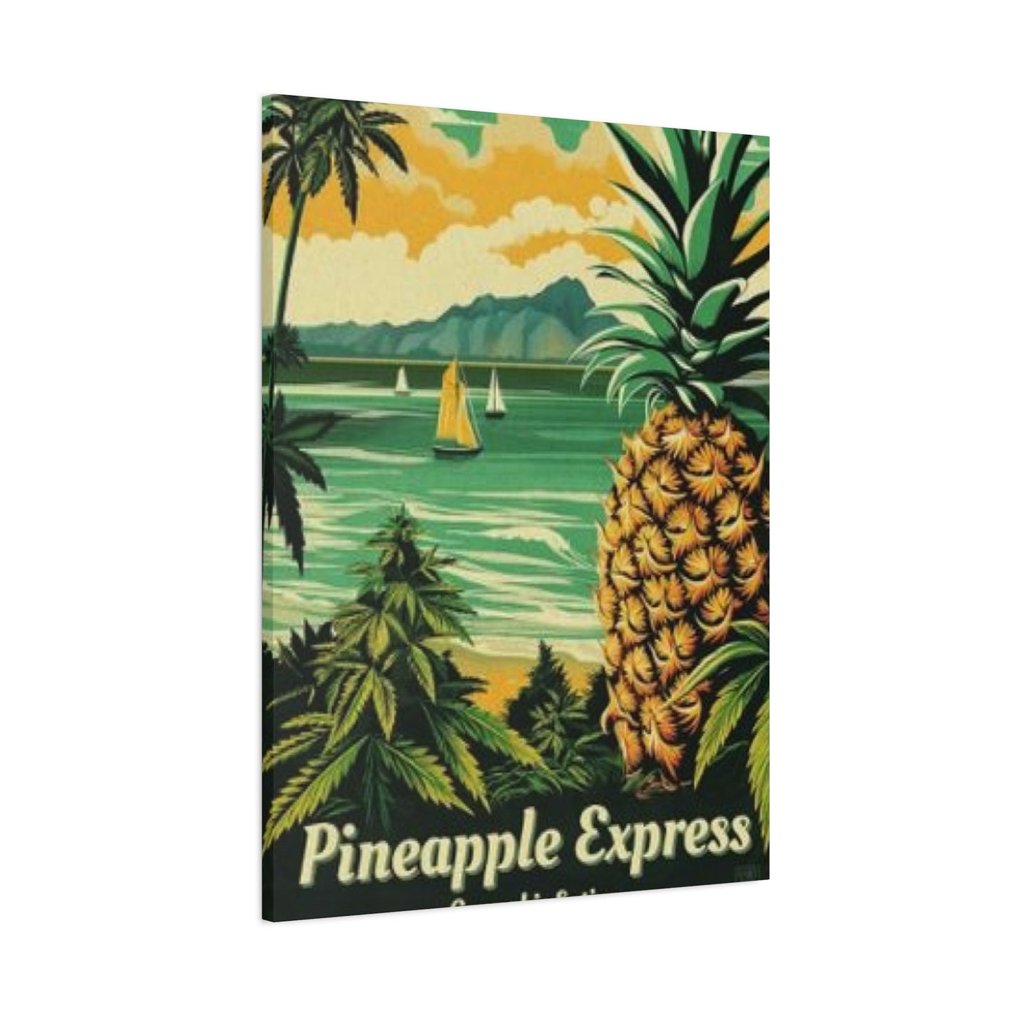 Pineapple On Beach Marijuana Wall Art & Canvas Prints