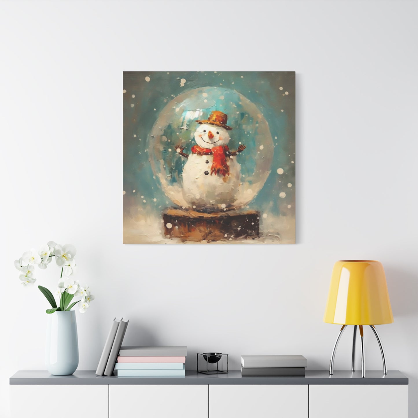 Snowman Snow Globe Wall Art & Canvas Prints